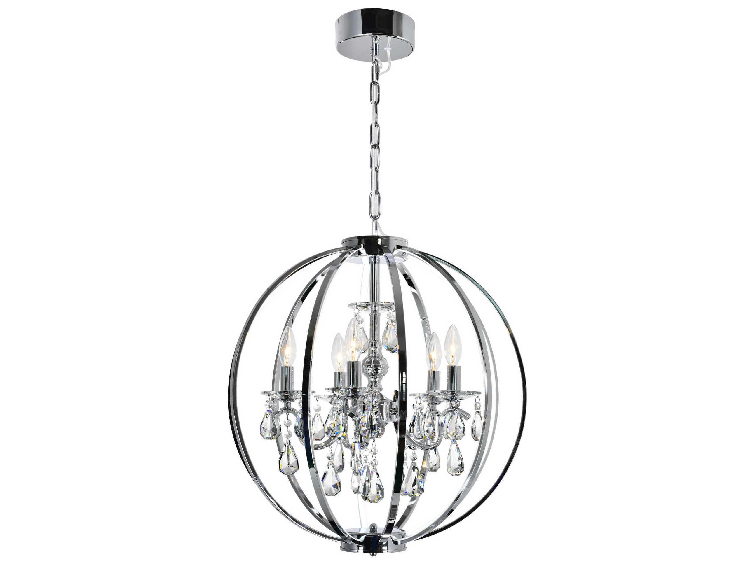 CWI Lighting Abia 5-Light Chrome Globe Chandelier