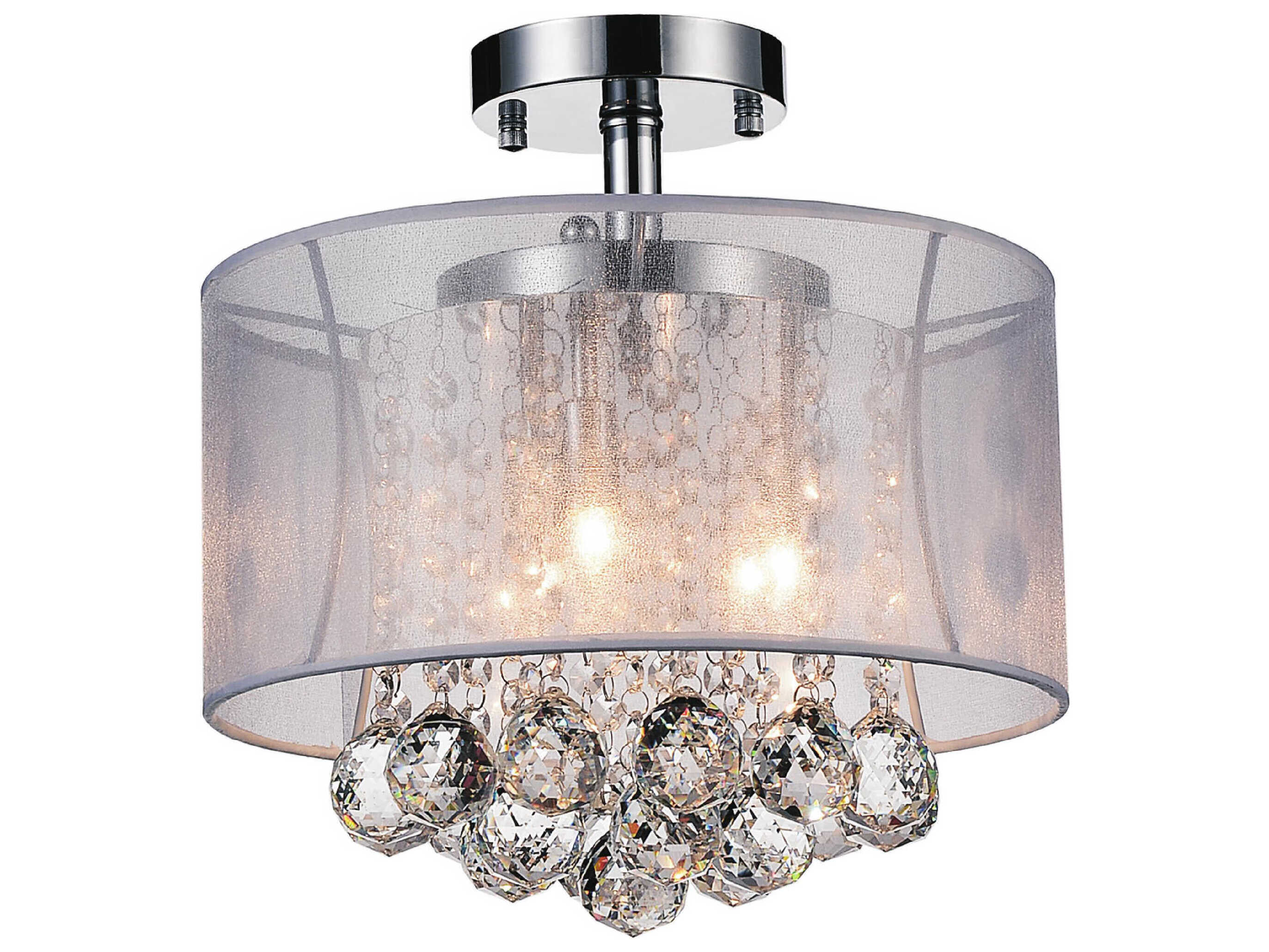 CWI Lighting Radiant 3-Light Chrome Traditional Drum Flush Mount