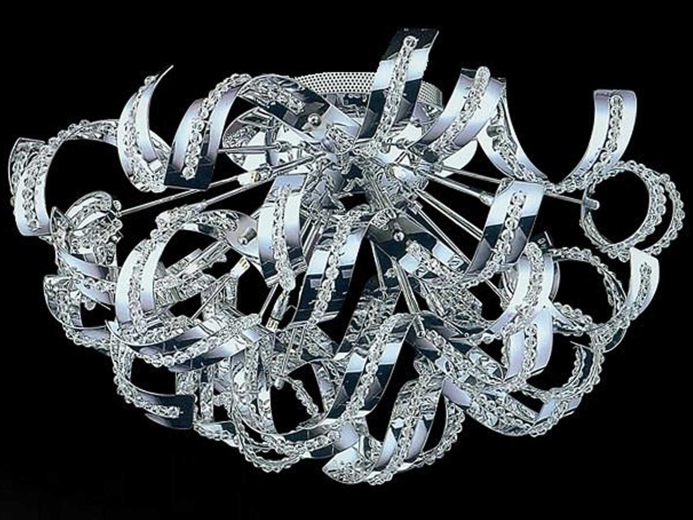 CWI Lighting Swivel 9-Light Chrome Sputnik Flush Mount