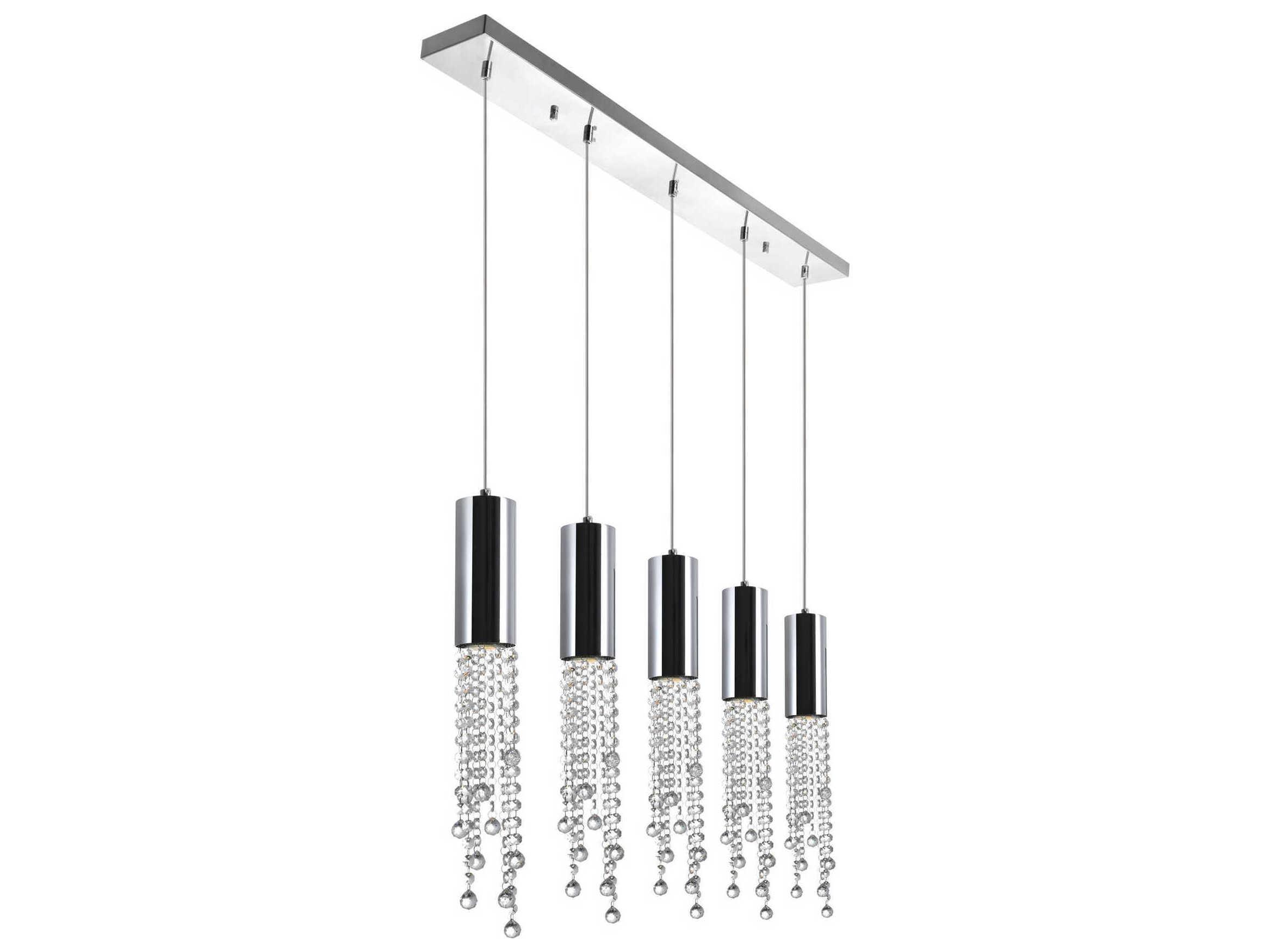 CWI Lighting Extended 5-Light Chrome Island Pendant