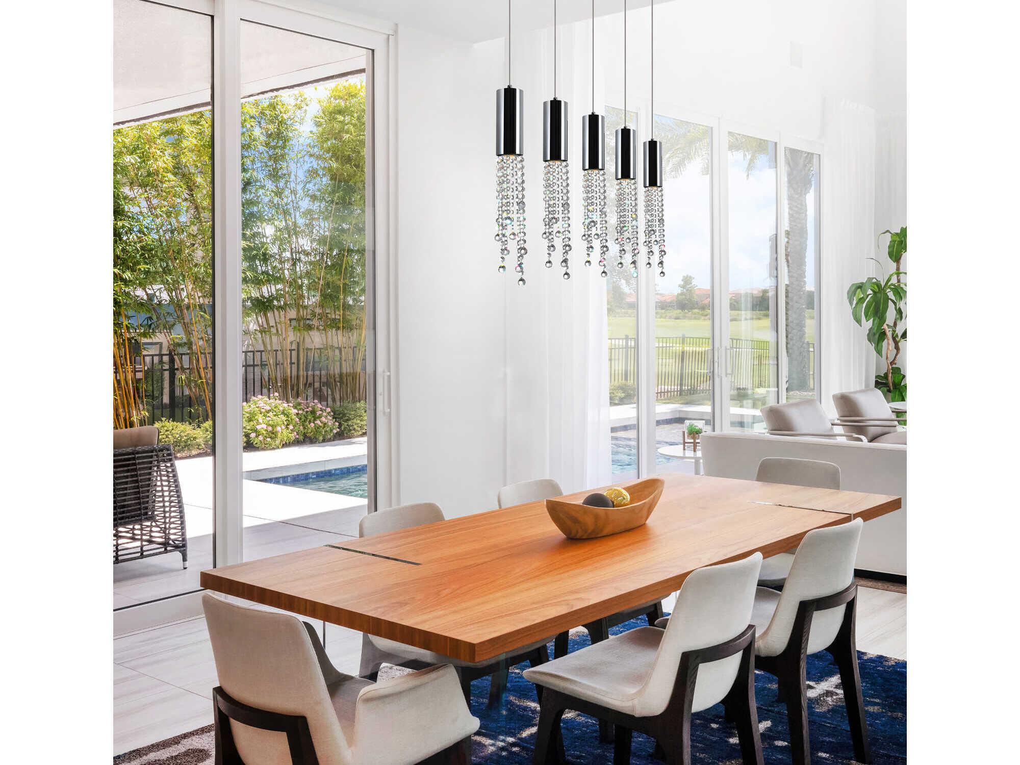 CWI Lighting Extended 5-Light Chrome Island Pendant