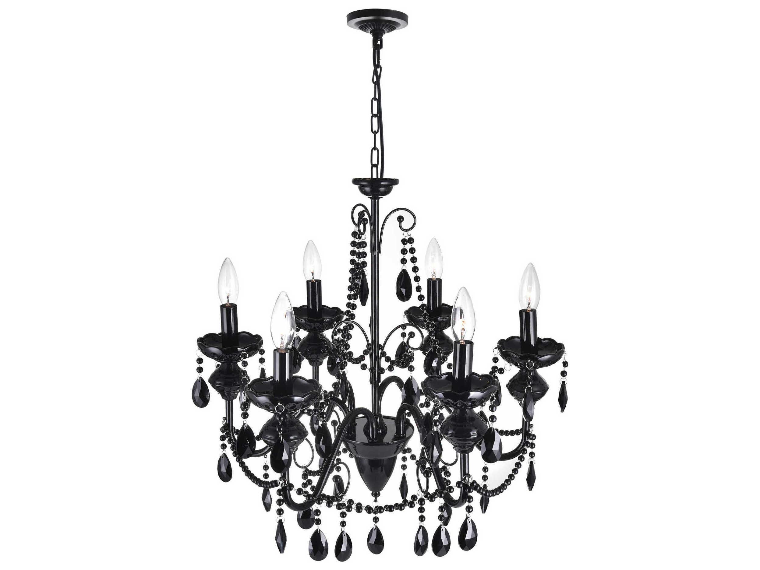 CWI Lighting Keen 6-Light Black Traditional Candelabra Chandelier