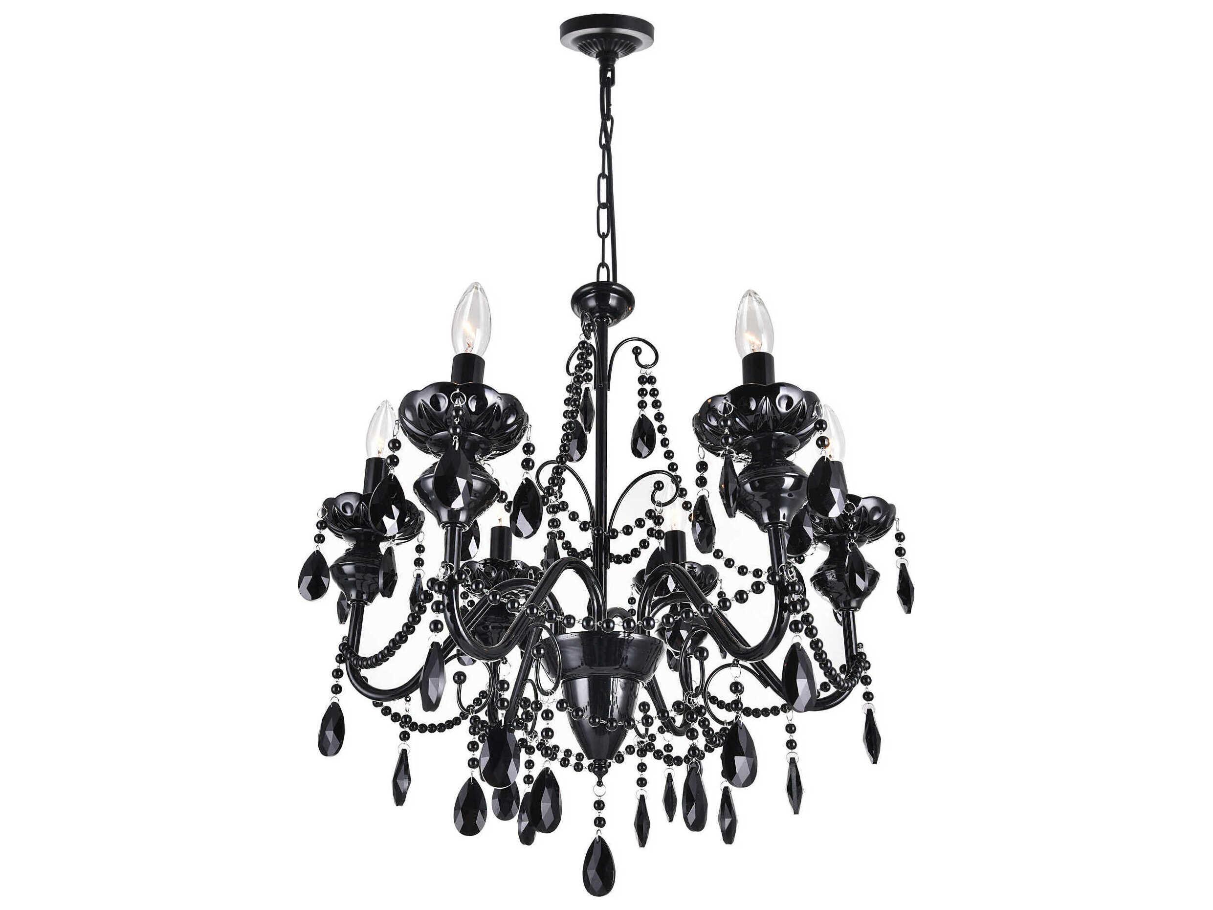 CWI Lighting Keen 6-Light Black Traditional Candelabra Chandelier