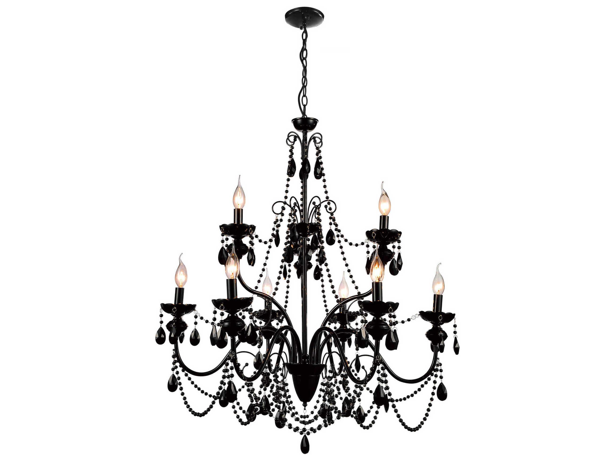CWI Lighting Keen 9-Light Black Traditional Candelabra Chandelier