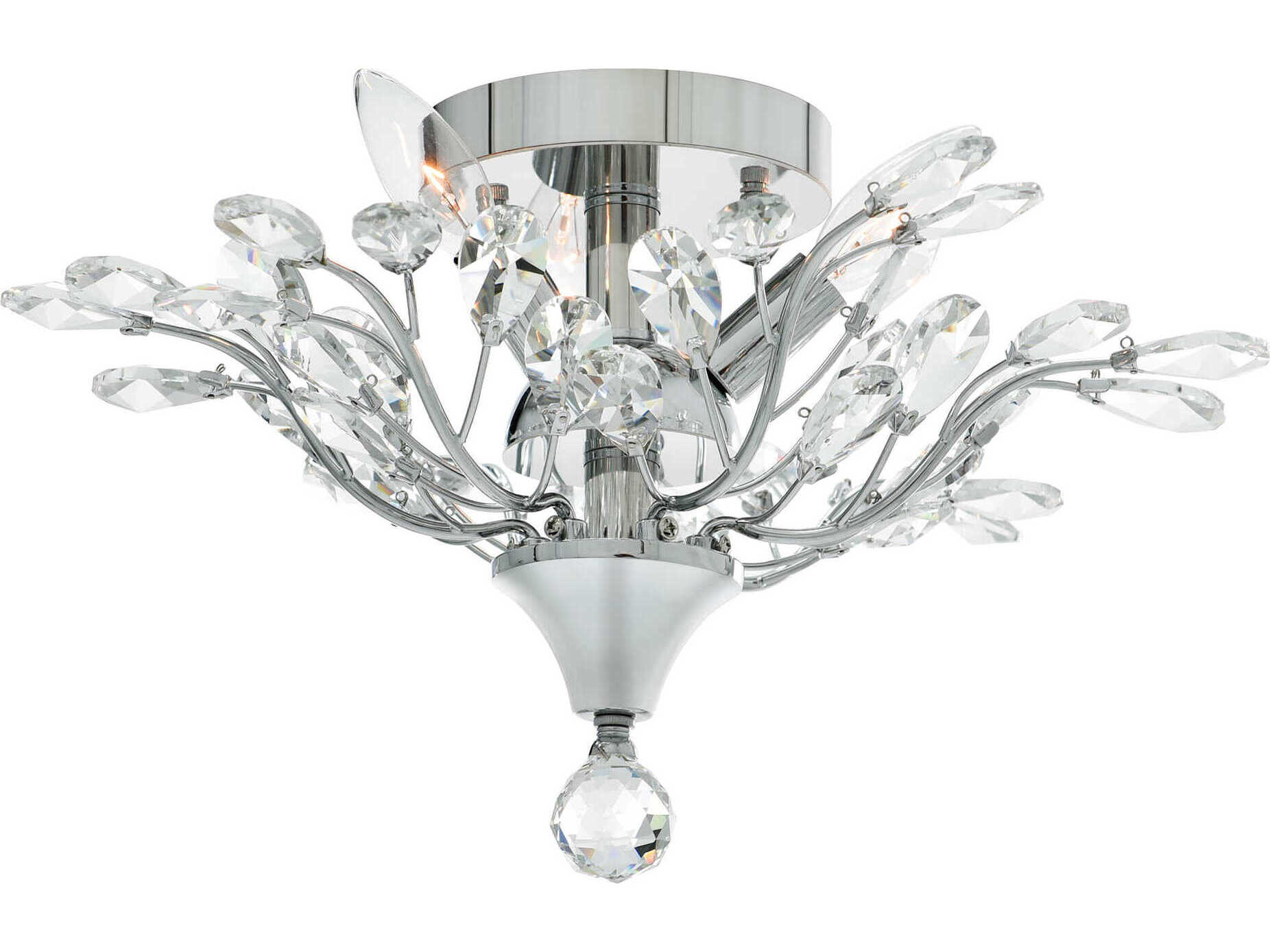 CWI Lighting Ivy 3-Light Chrome Semi Flush Mount