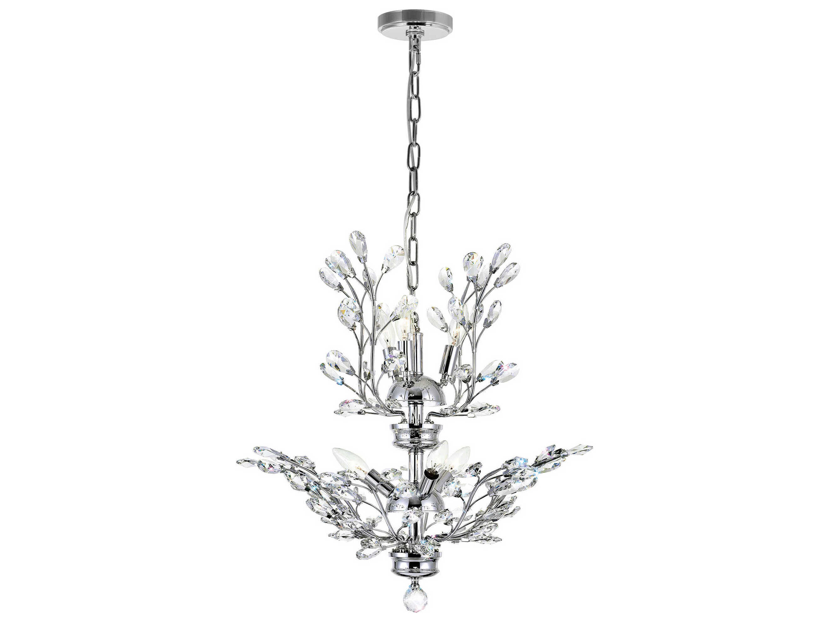 CWI Lighting Ivy 6-Light Chrome Tiered Chandelier