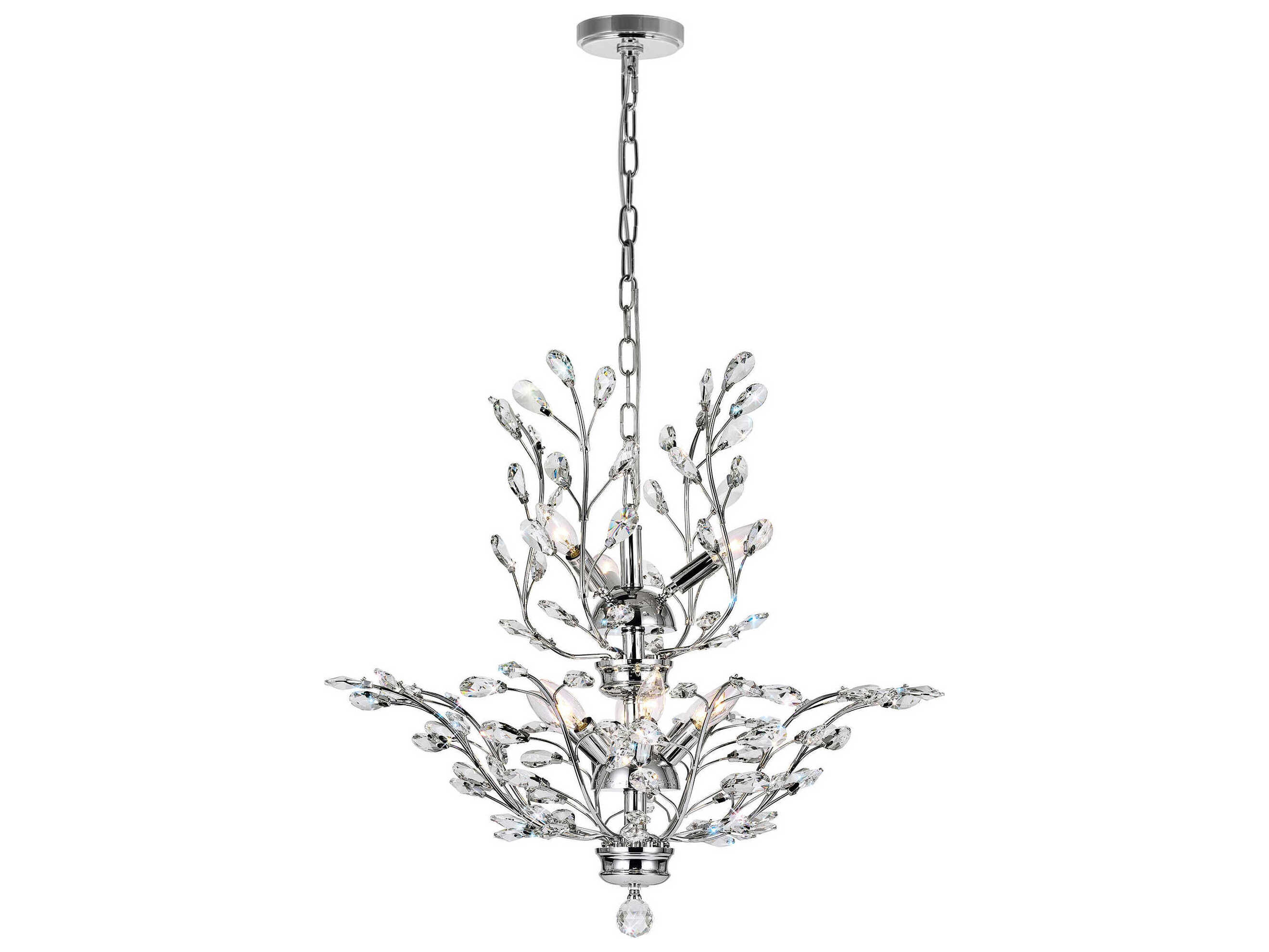 CWI Lighting Ivy 9-Light Chrome Tiered Chandelier