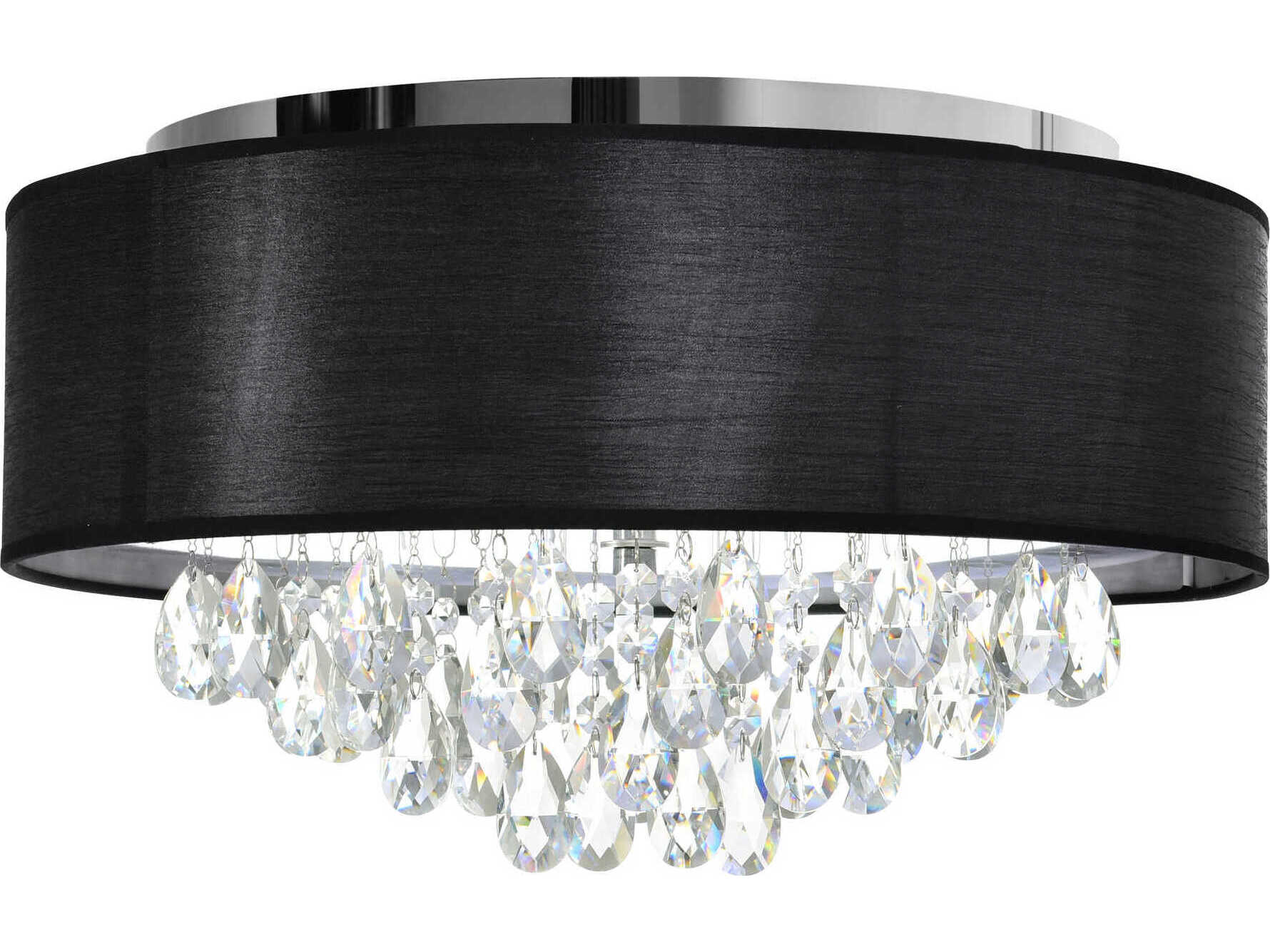 CWI Lighting Dash 4-Light Chrome Black Round Flush Mount