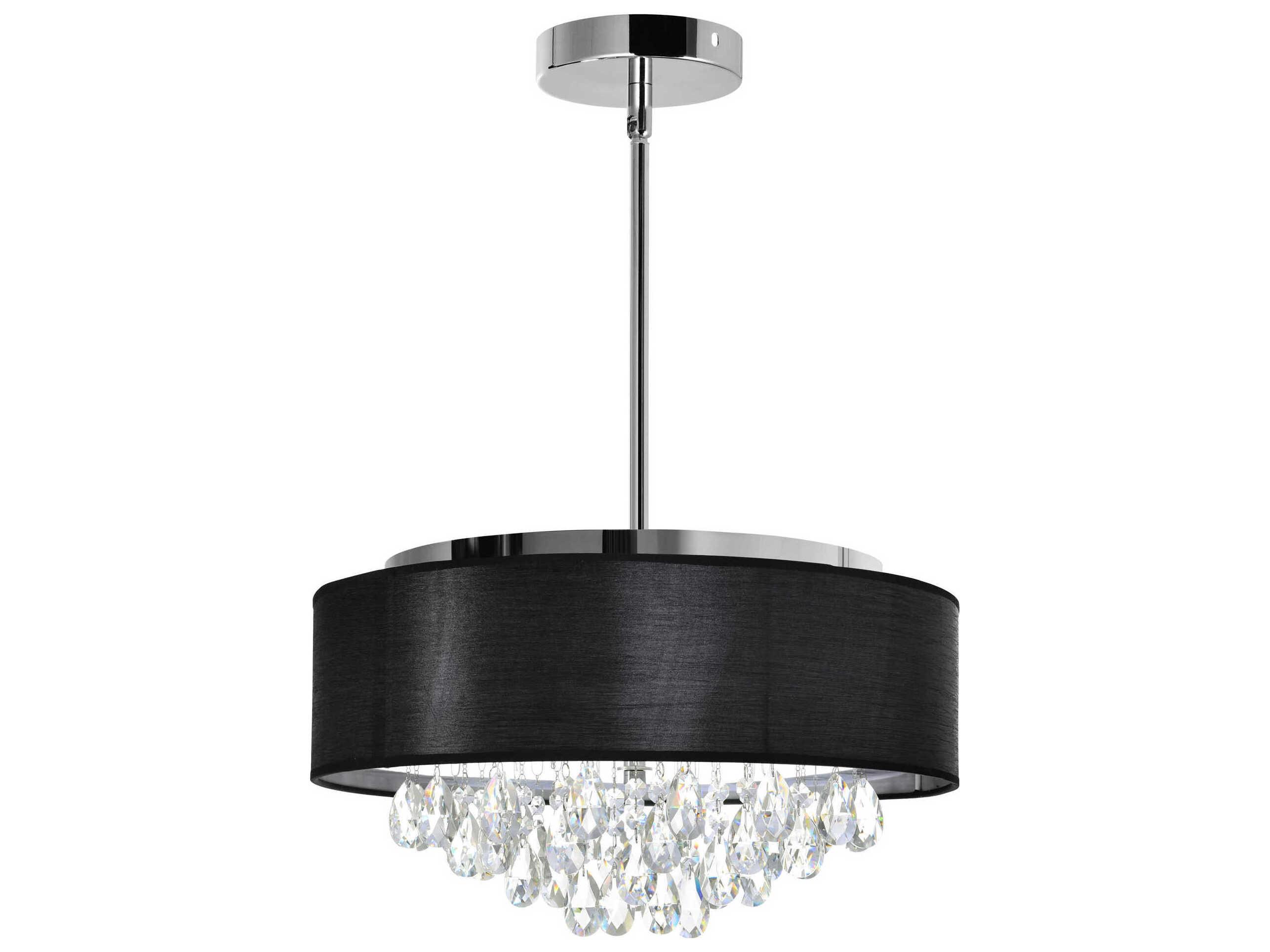 CWI Lighting Dash 4-Light Chrome Black Drum Pendant