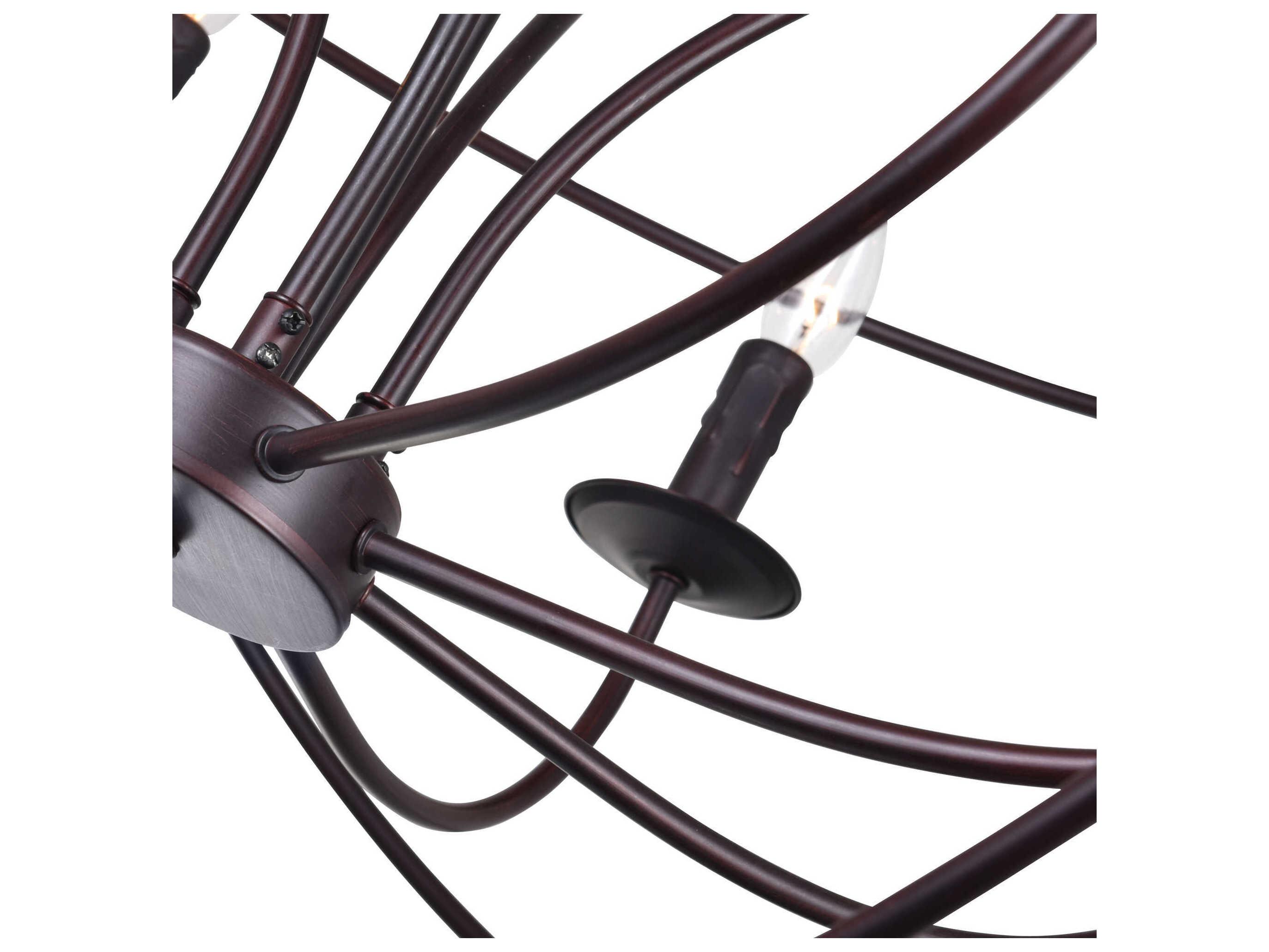 CWI Lighting Arza 6-Light Brown Candelabra Globe Chandelier