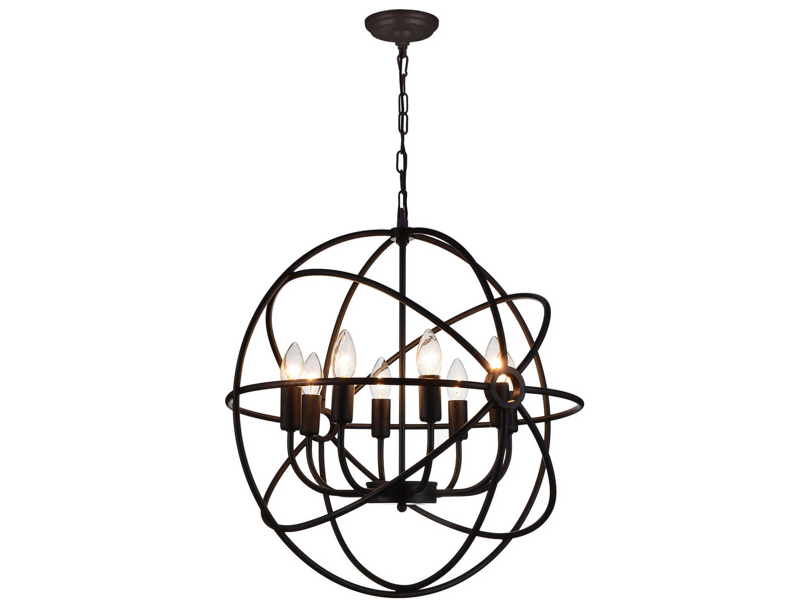 CWI Lighting Arza 8-Light Brown Candelabra Globe Chandelier