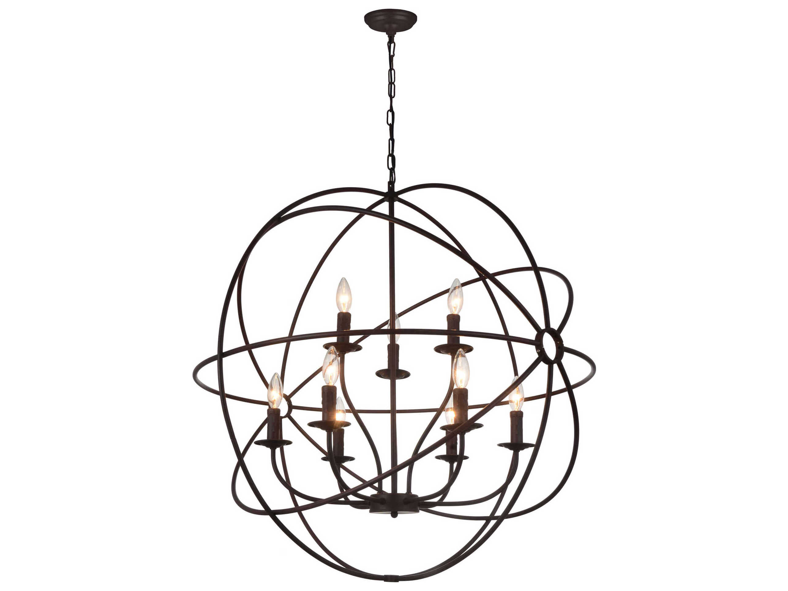 CWI Lighting Arza 9-Light Brown Candelabra Globe Chandelier