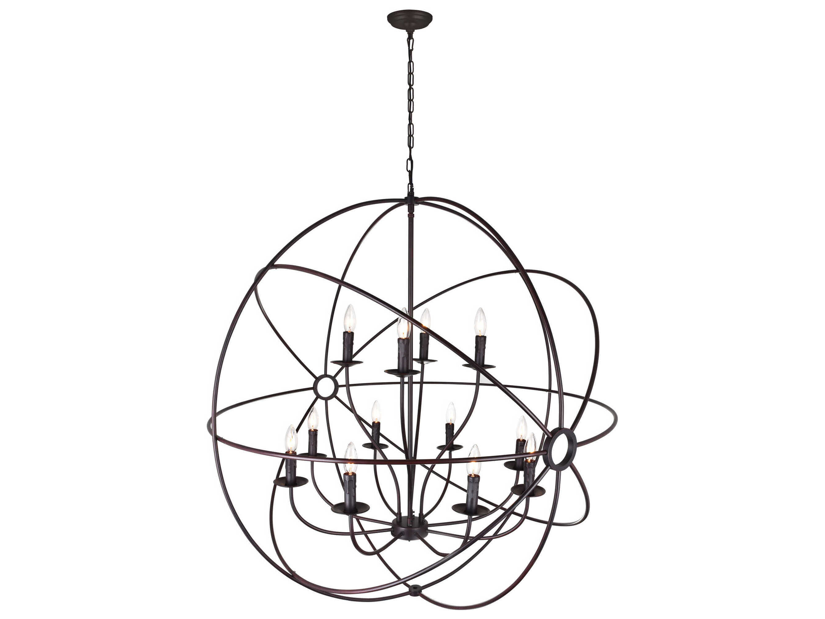 CWI Lighting Arza 12-Light Brown Candelabra Chandelier