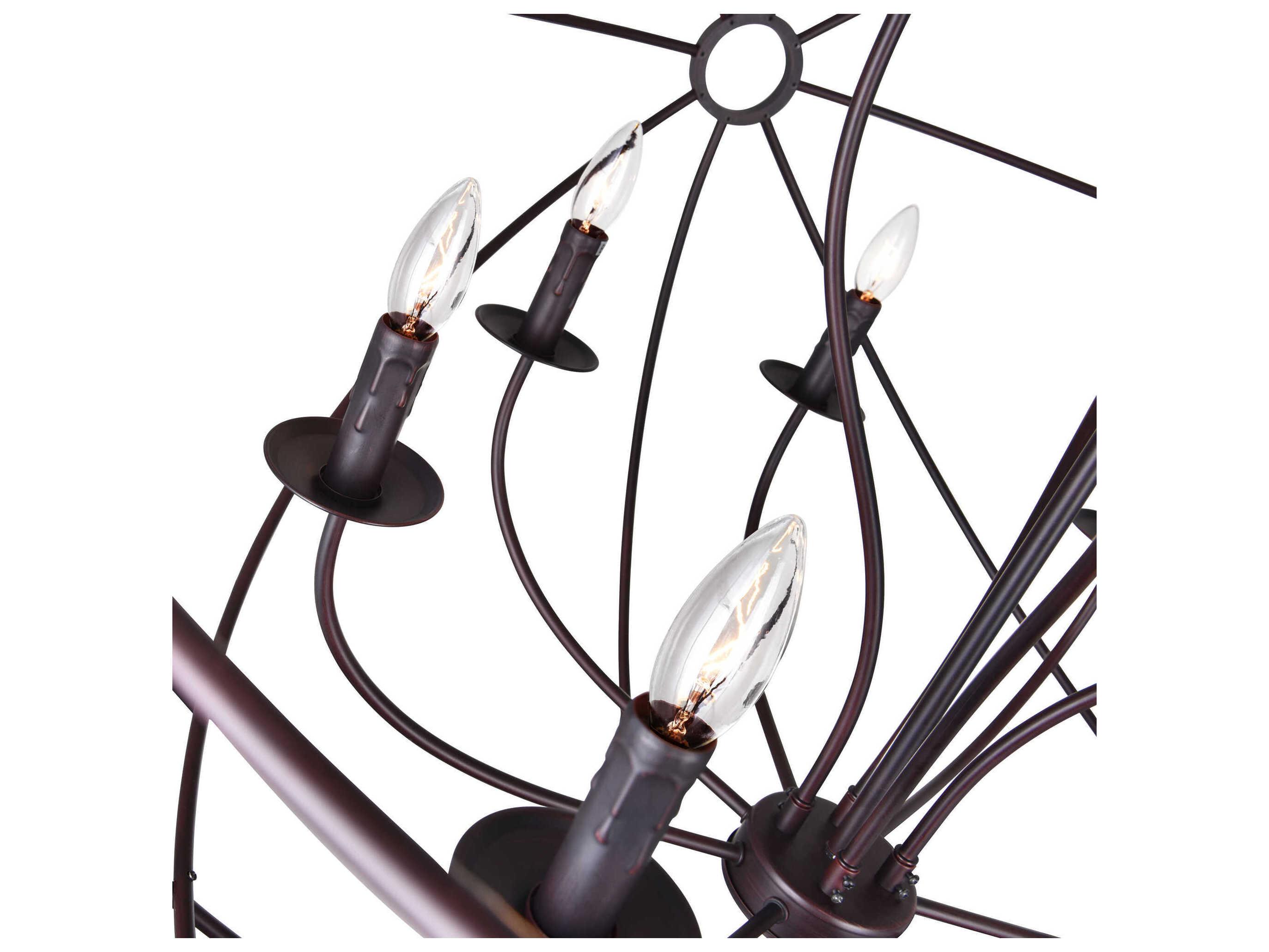 CWI Lighting Arza 12-Light Brown Candelabra Chandelier
