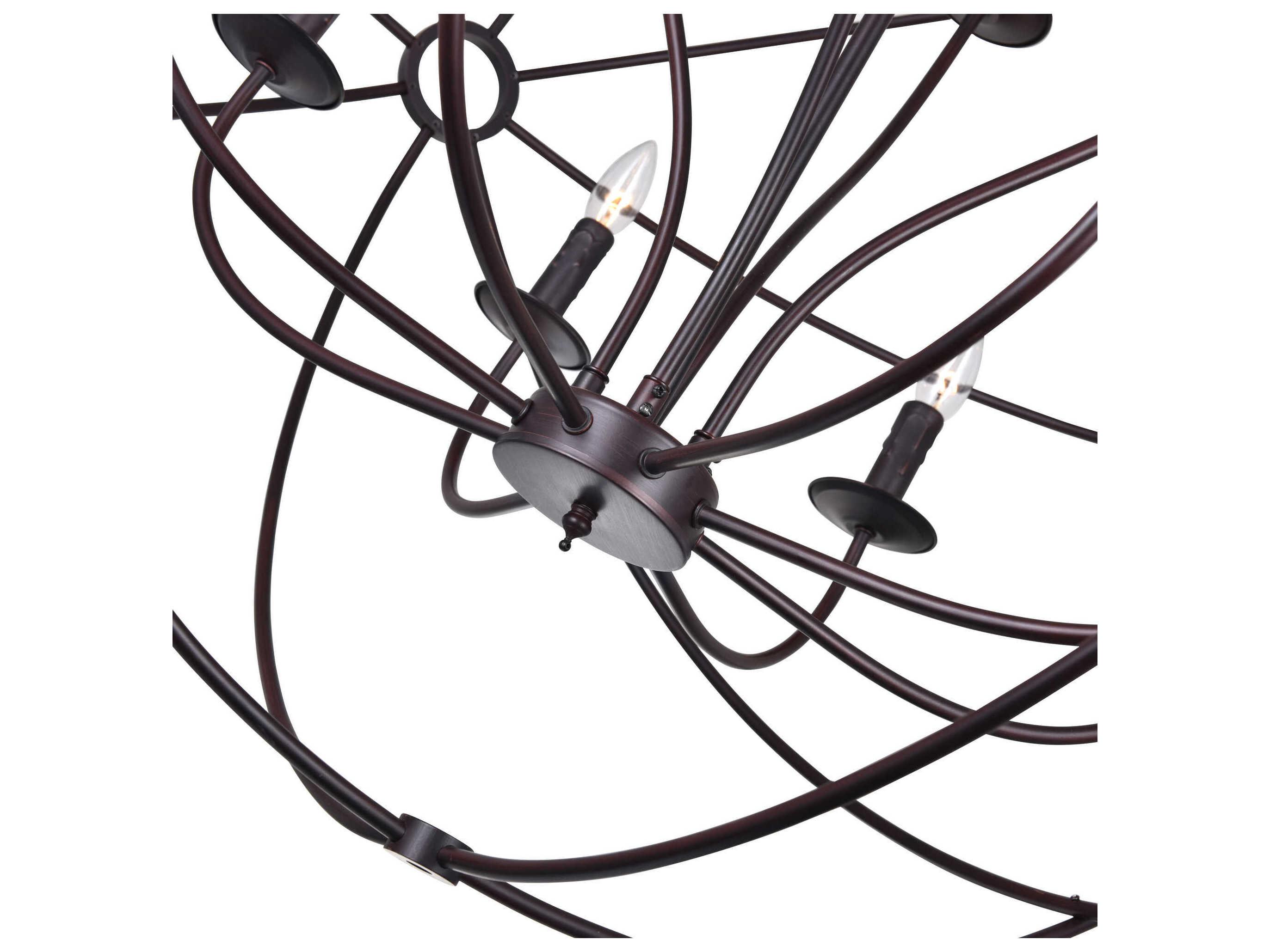 CWI Lighting Arza 12-Light Brown Candelabra Chandelier