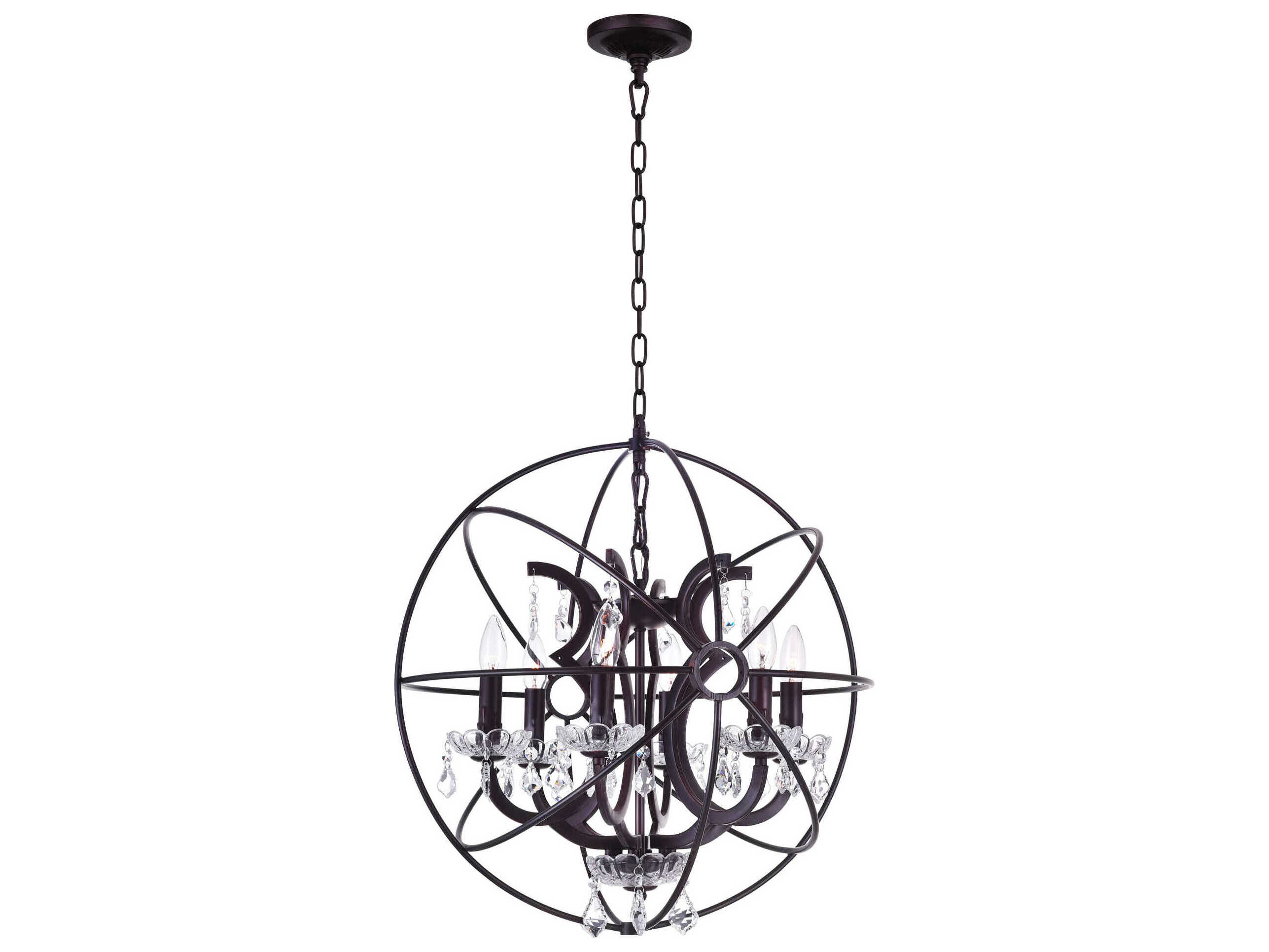 CWI Lighting Campechia 6-Light Brown Candelabra Globe Chandelier