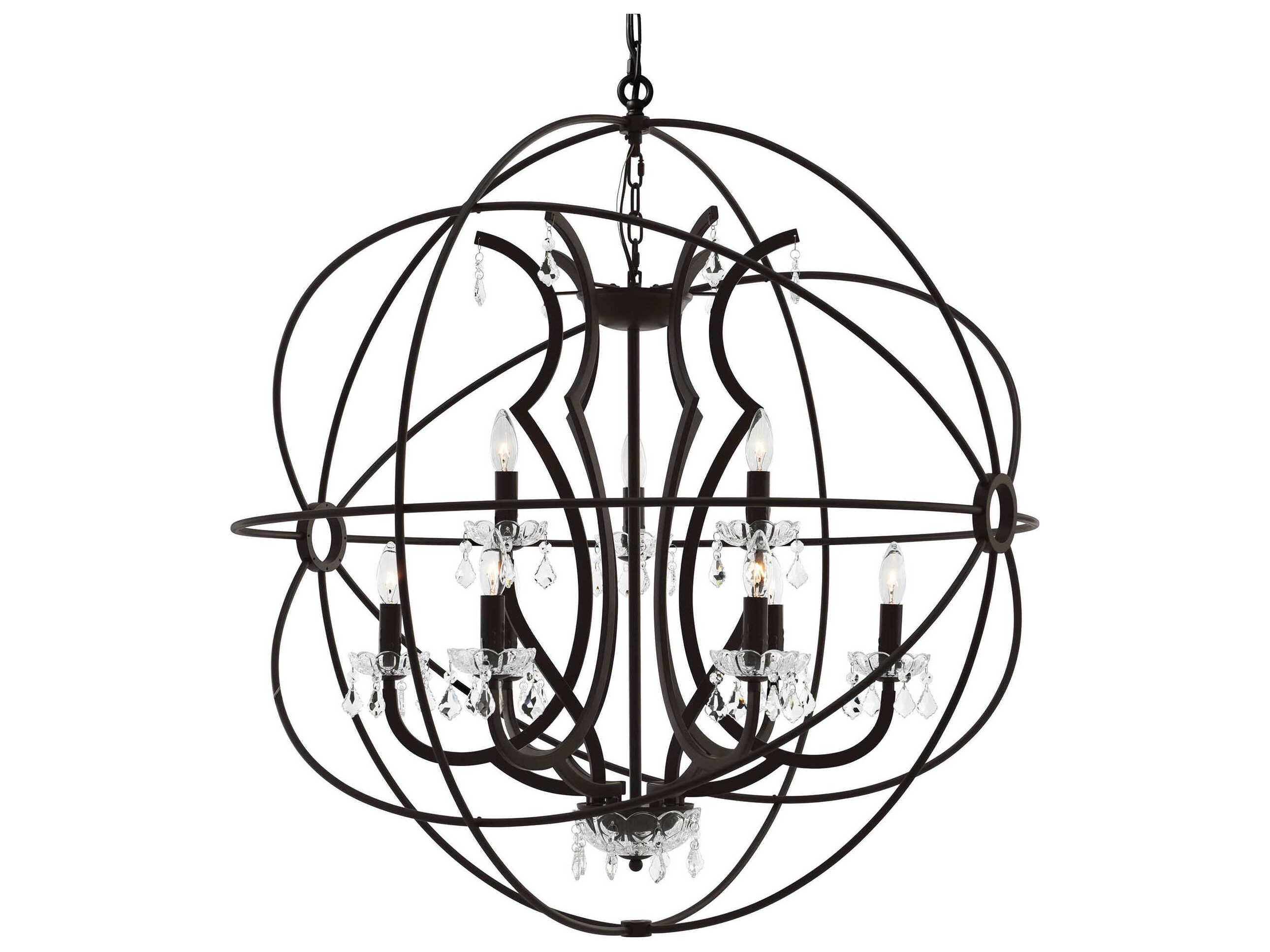 CWI Lighting Campechia 9-Light Brown Candelabra Globe Chandelier