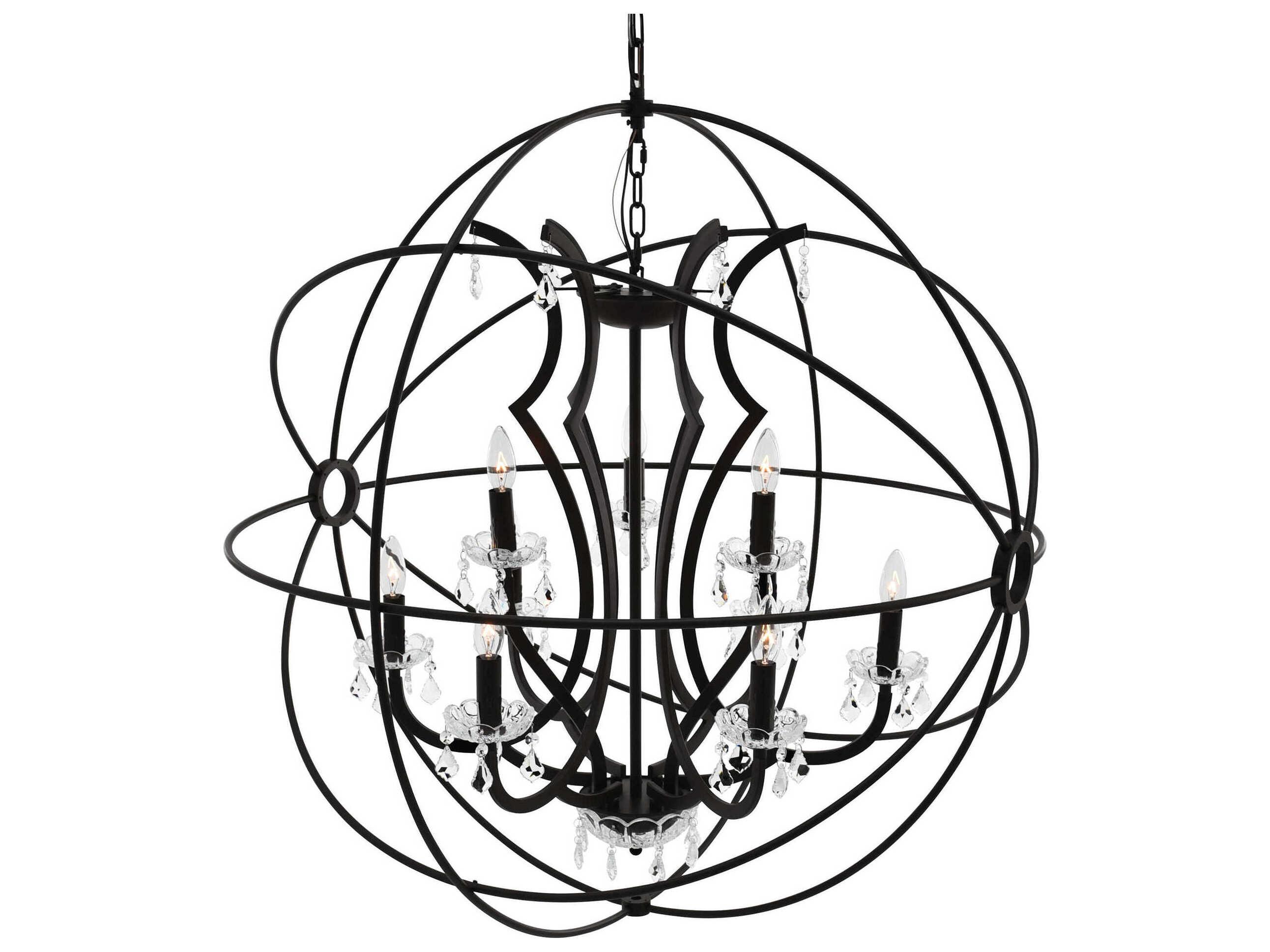 CWI Lighting Campechia 9-Light Brown Candelabra Globe Chandelier