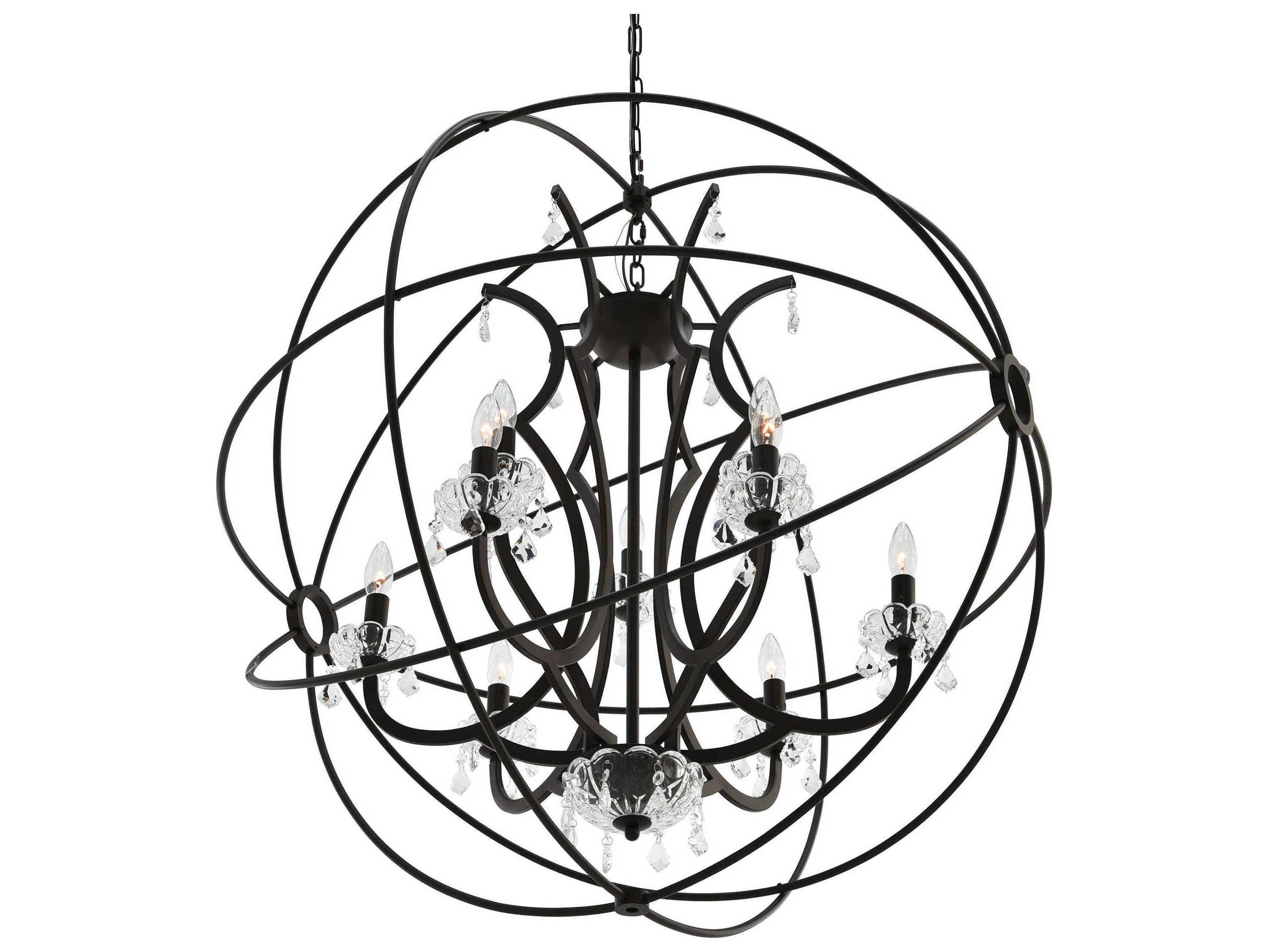 CWI Lighting Campechia 9-Light Brown Candelabra Globe Chandelier