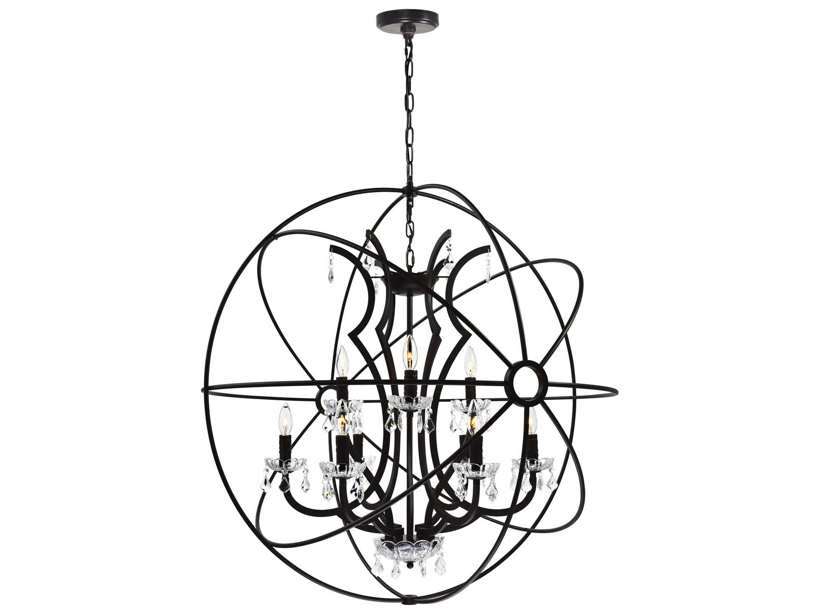 CWI Lighting Campechia 12-Light Brown Candelabra Globe Chandelier