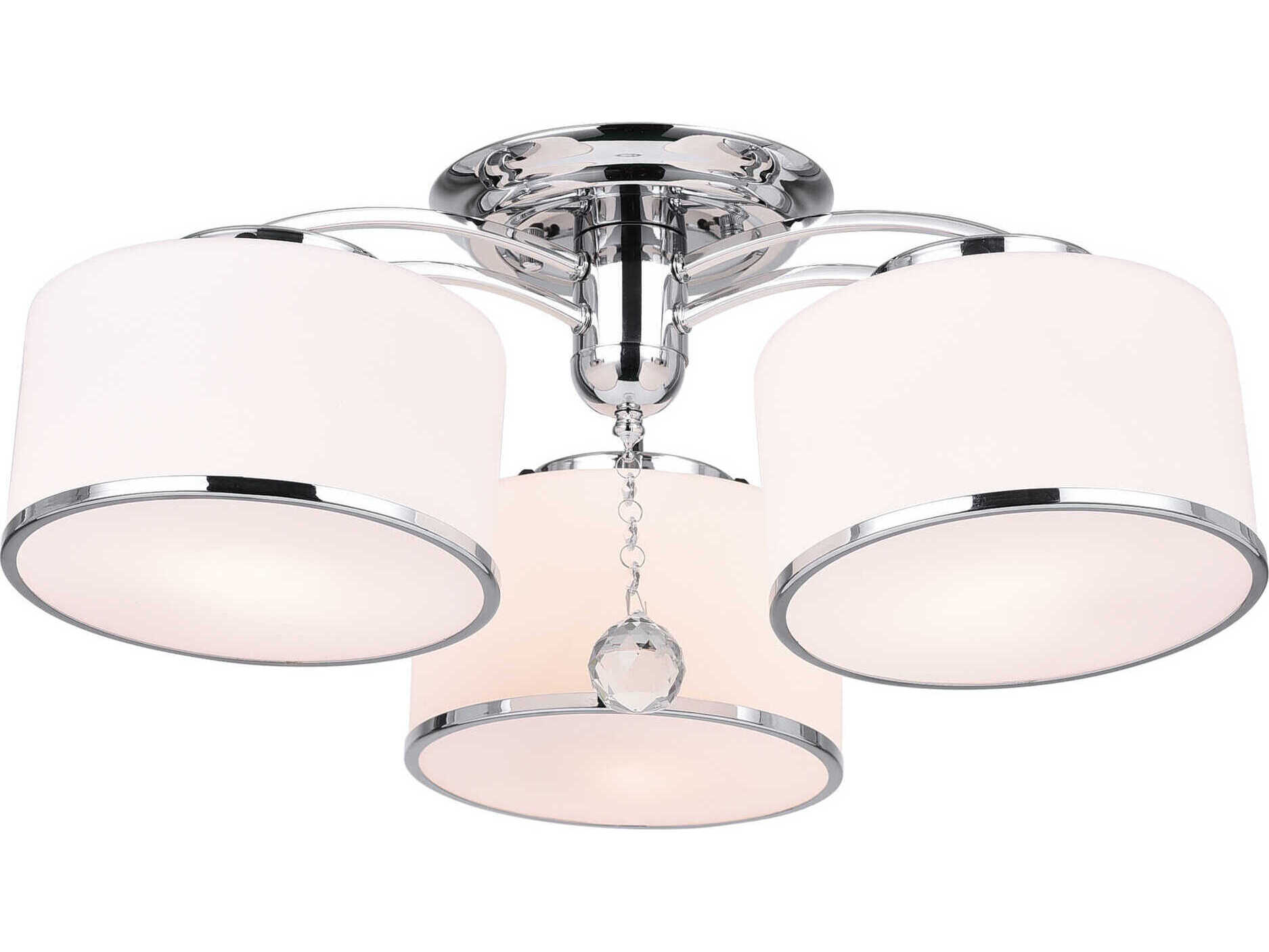 CWI Lighting Frosted 3-Light Chrome Semi Flush Mount