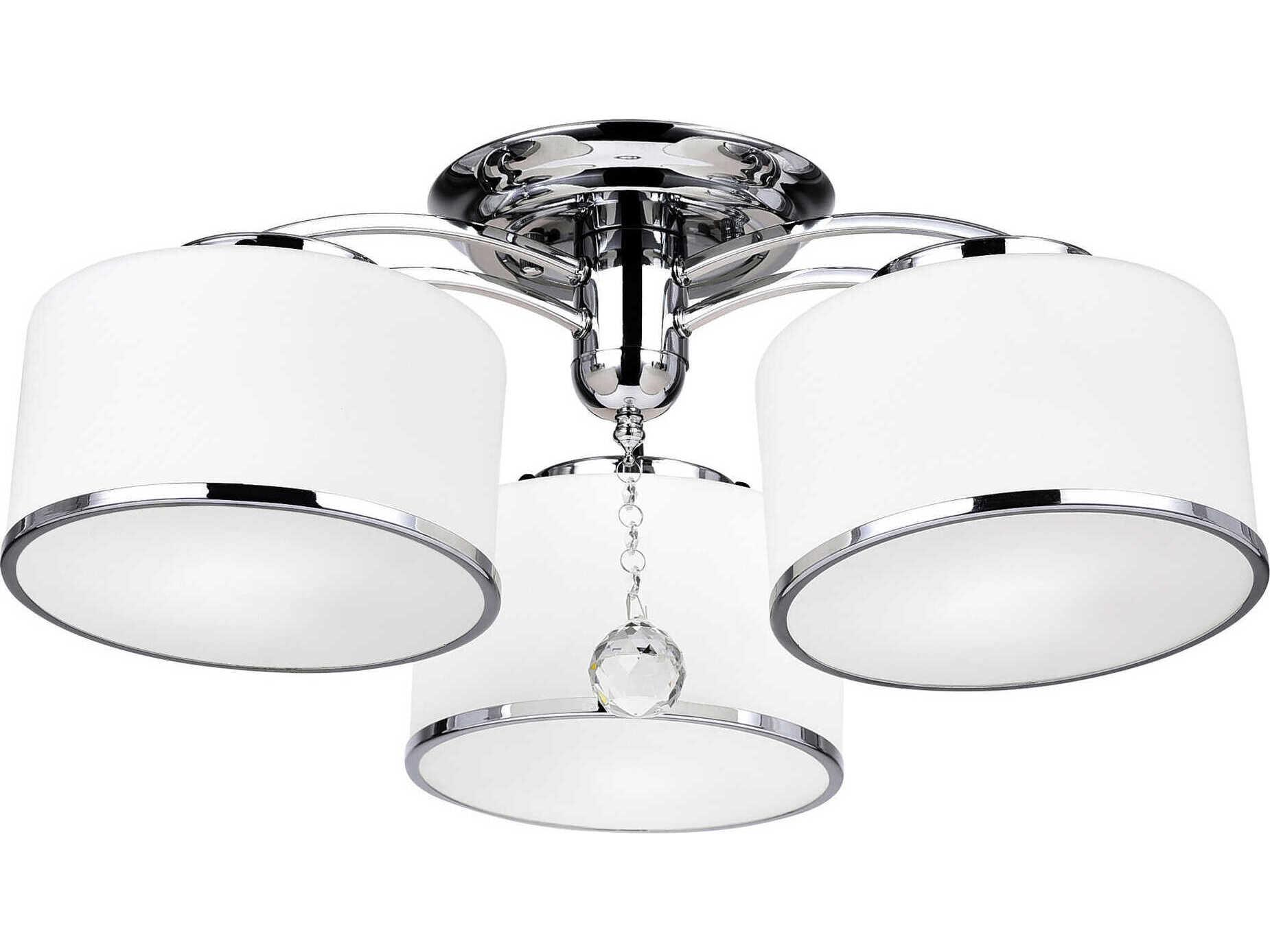CWI Lighting Frosted 3-Light Chrome Semi Flush Mount