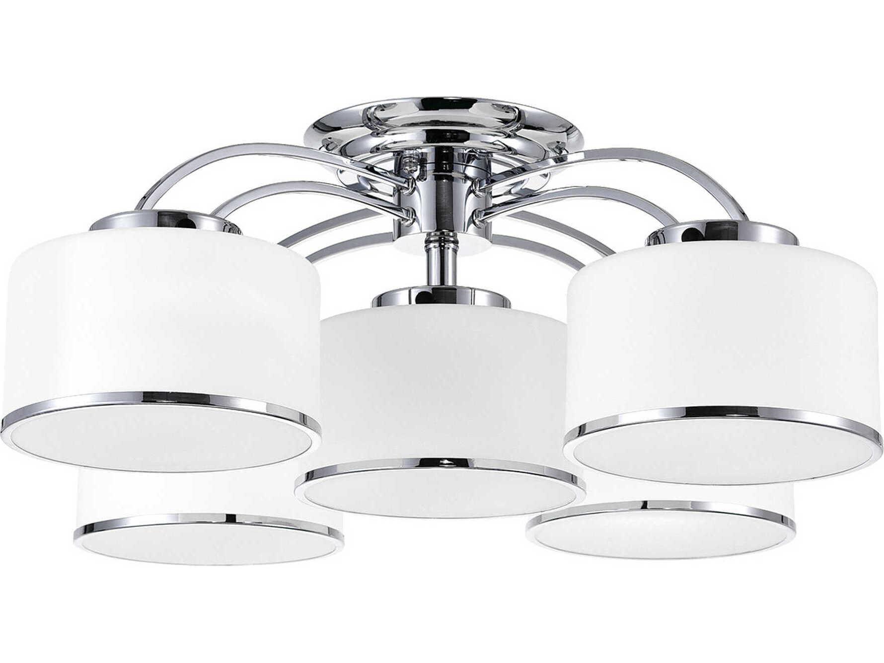 CWI Lighting Frosted 5-Light Chrome Semi Flush Mount