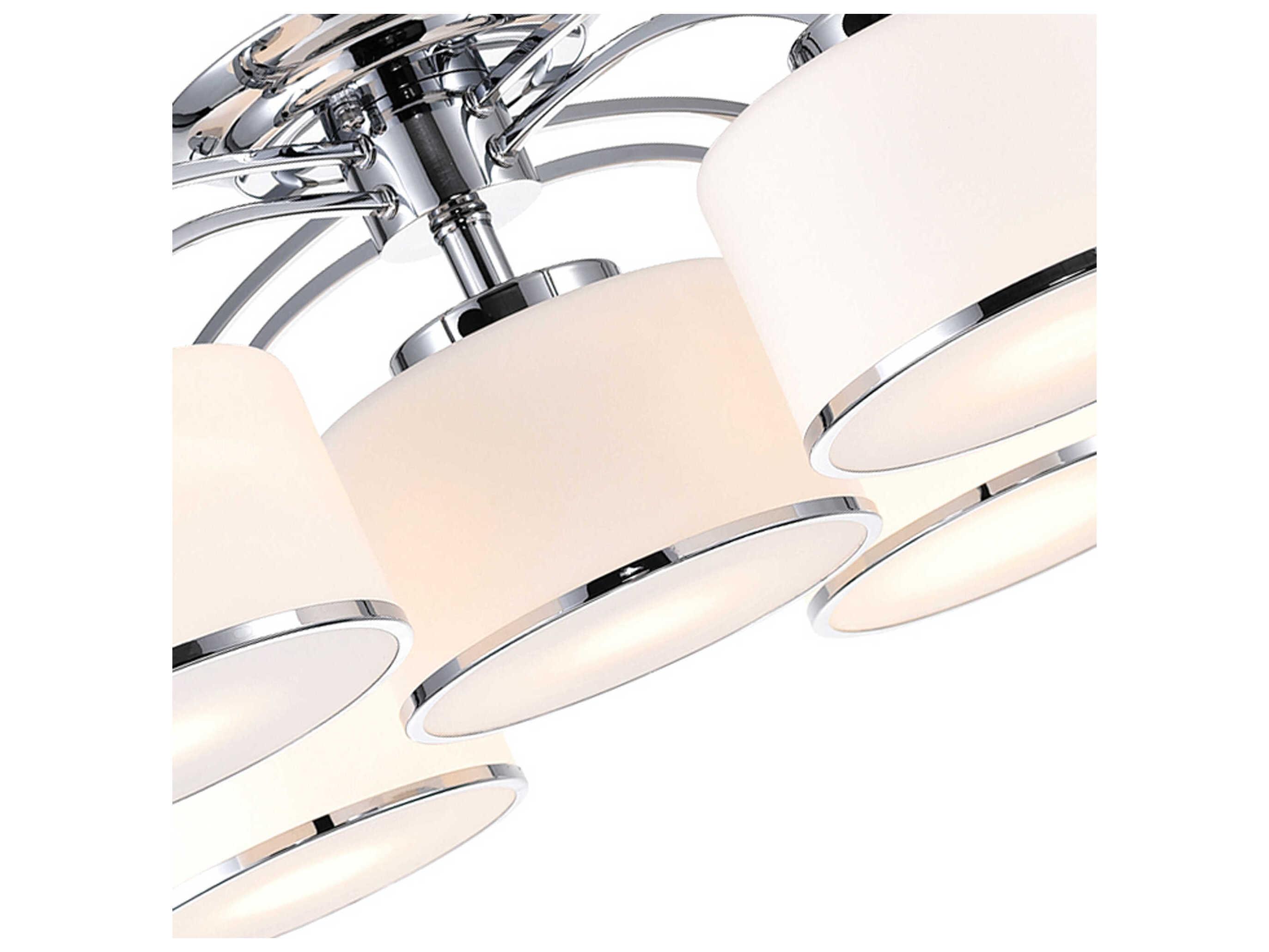 CWI Lighting Frosted 5-Light Chrome Semi Flush Mount