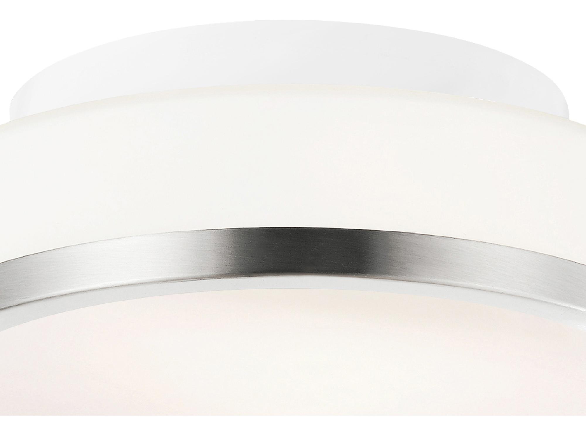 CWI Lighting Frosted 1-Light Satin Nickel Round Flush Mount