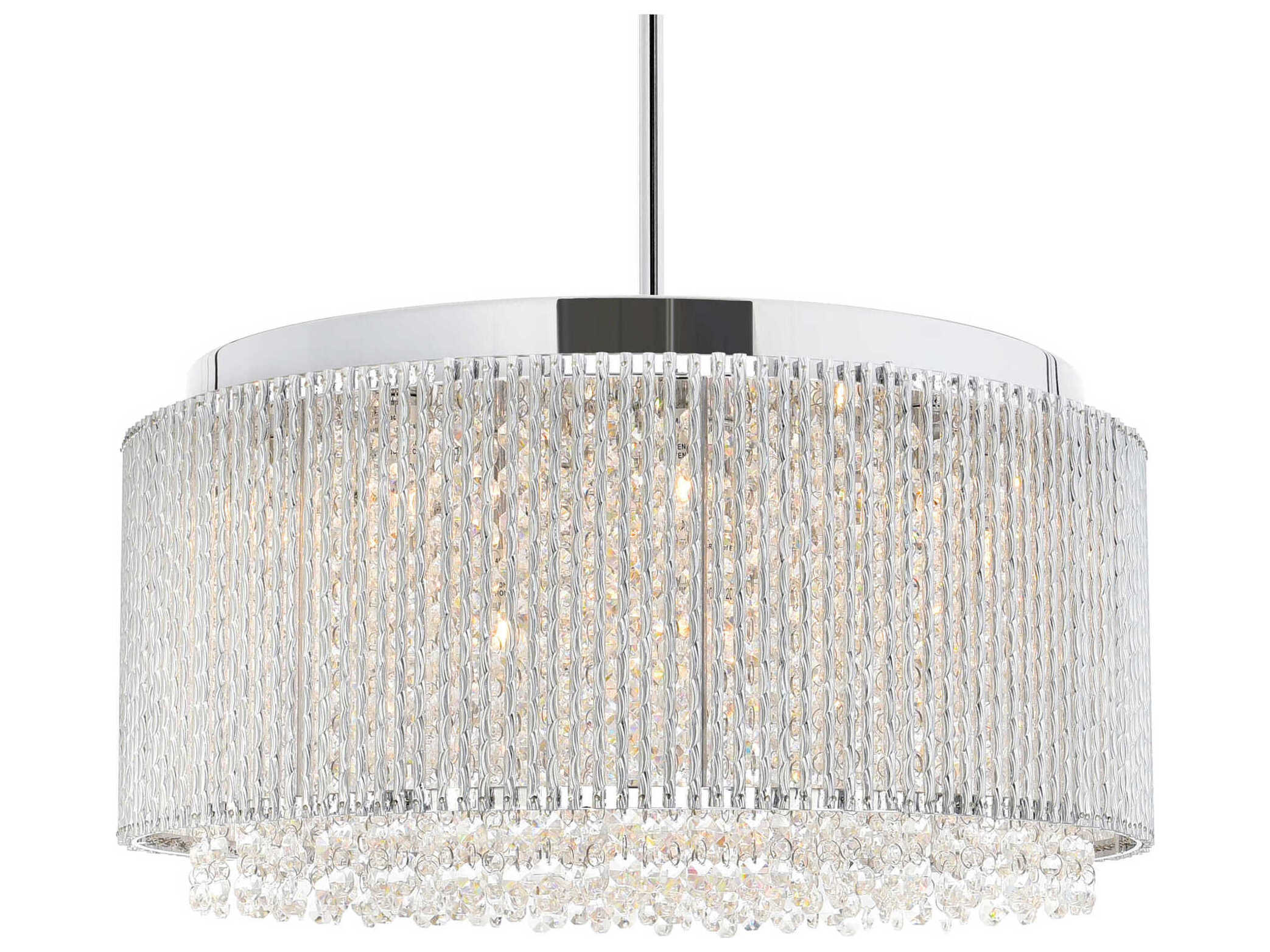 CWI Lighting Claire 12-Light Chrome Drum Pendant