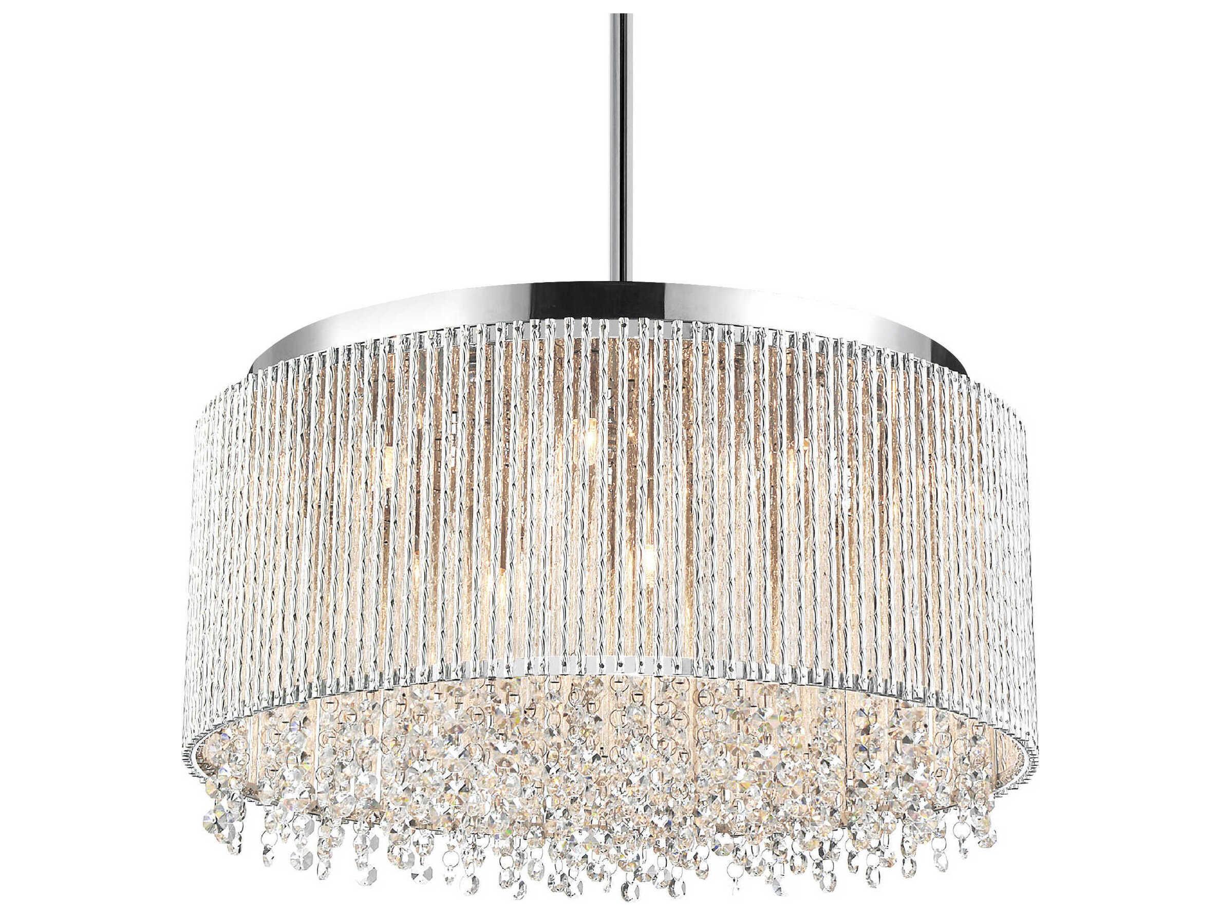 CWI Lighting Claire 10-Light Chrome Drum Pendant