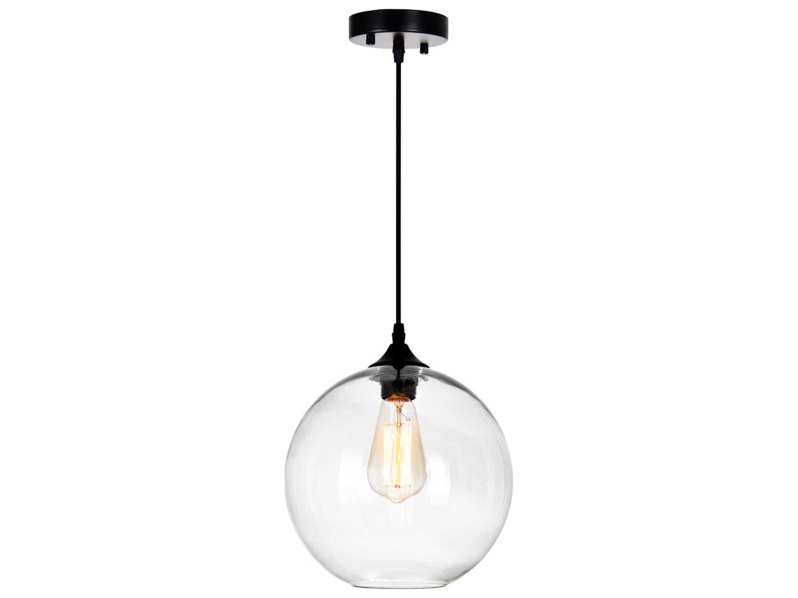 CWI Lighting Glass 1-Light Black Globe Mini Pendant