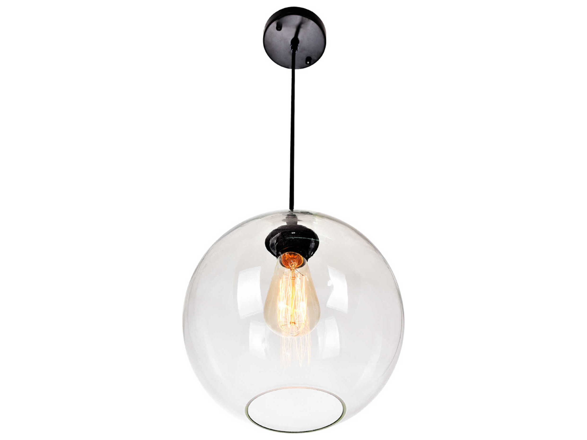 CWI Lighting Glass 1-Light Black Globe Mini Pendant