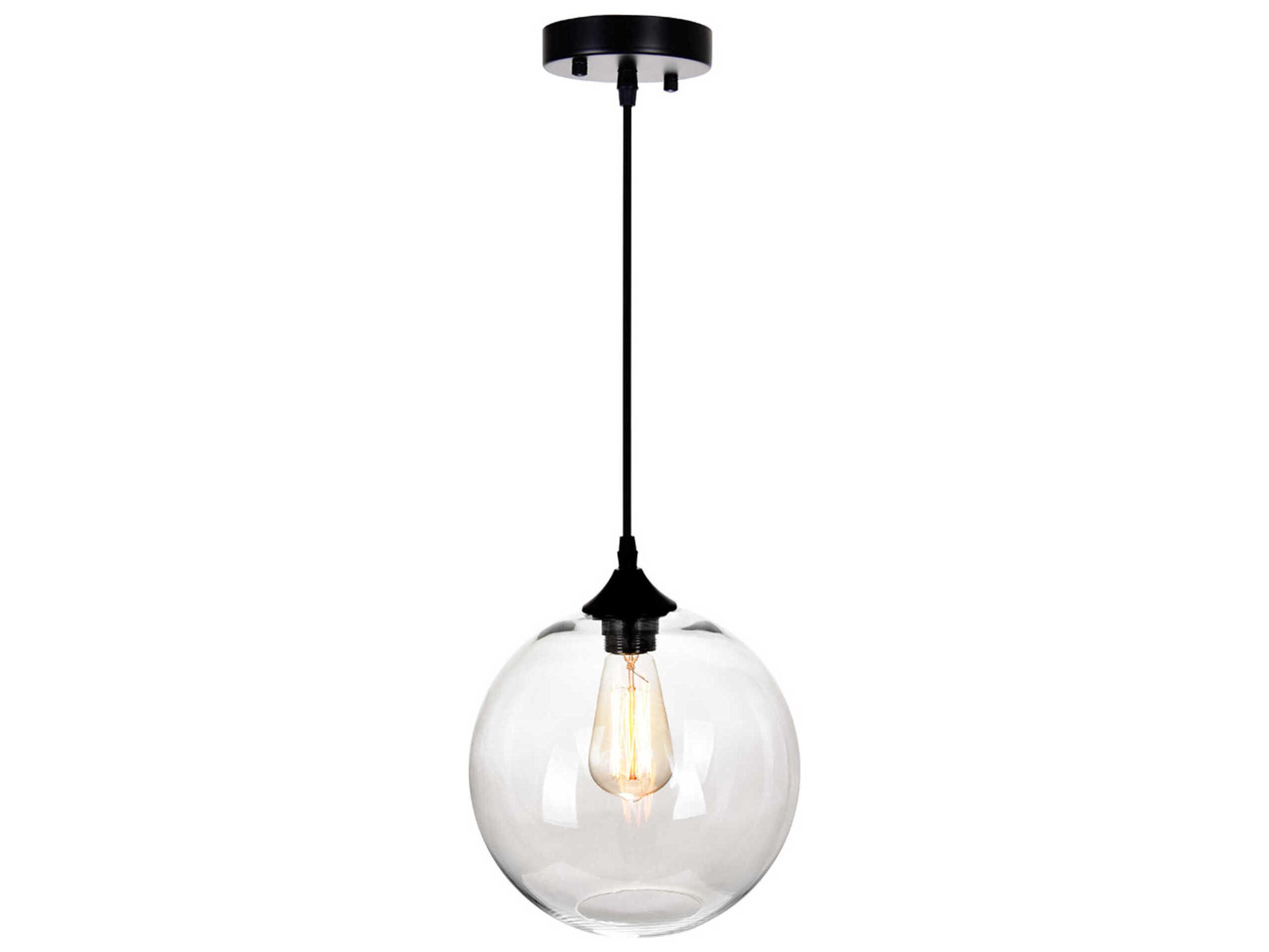 CWI Lighting Glass 1-Light Black Globe Mini Pendant