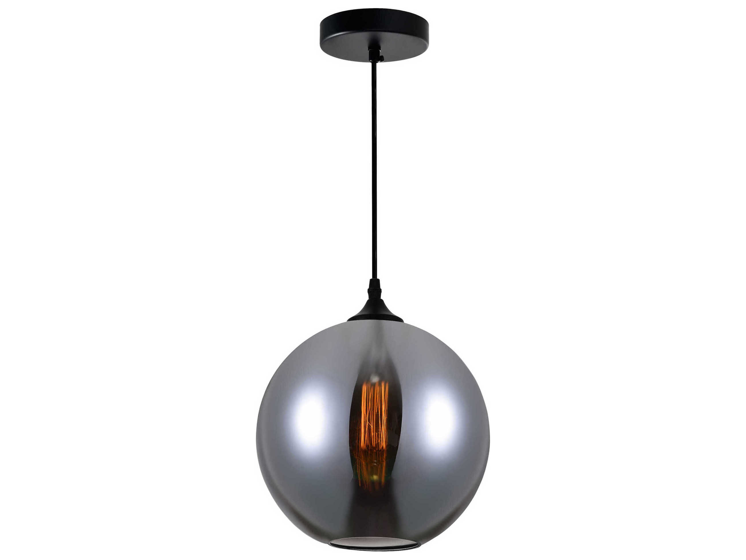 CWI Lighting Glass 1-Light Black Globe Mini Pendant