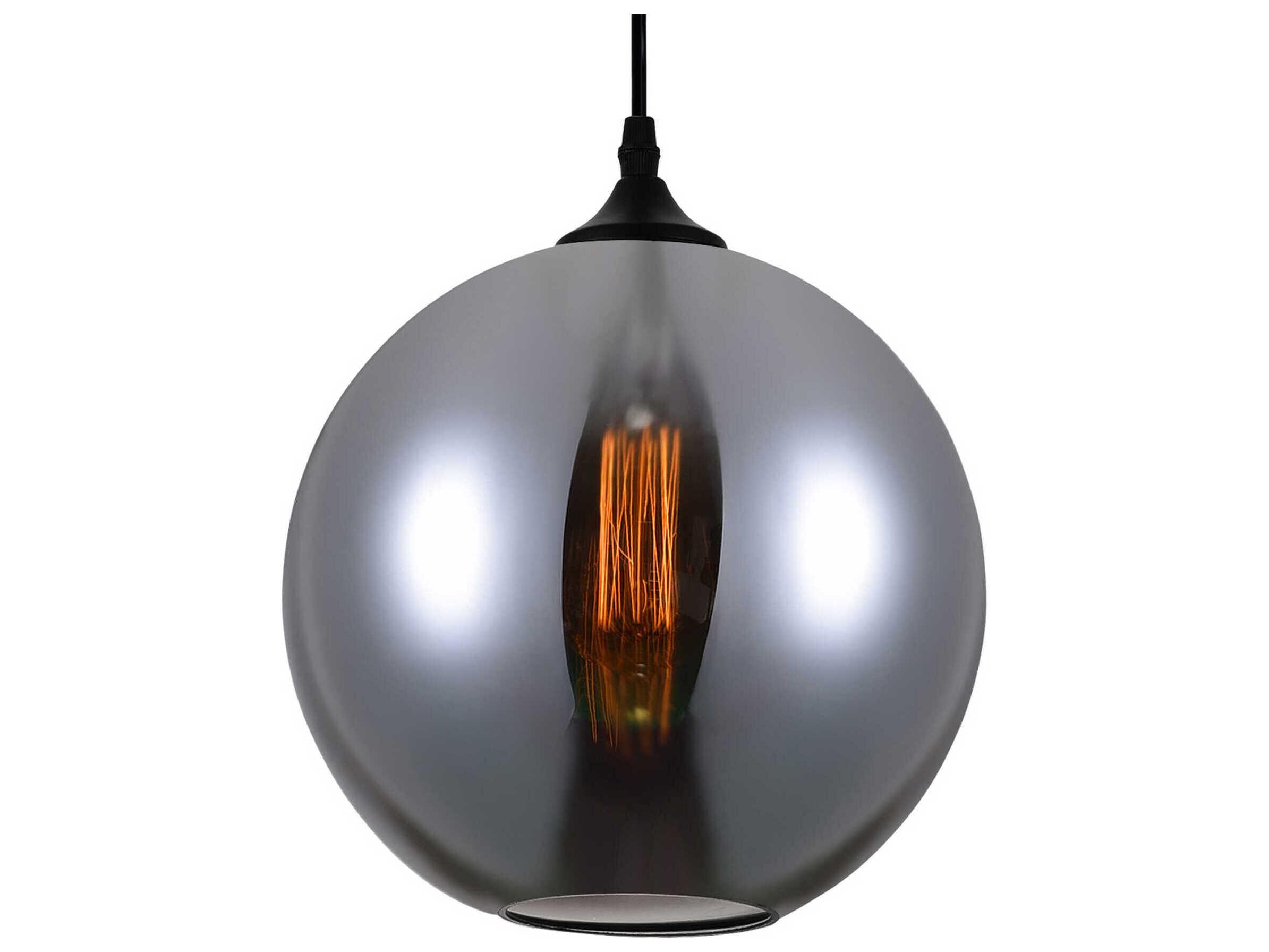 CWI Lighting Glass 1-Light Black Globe Mini Pendant