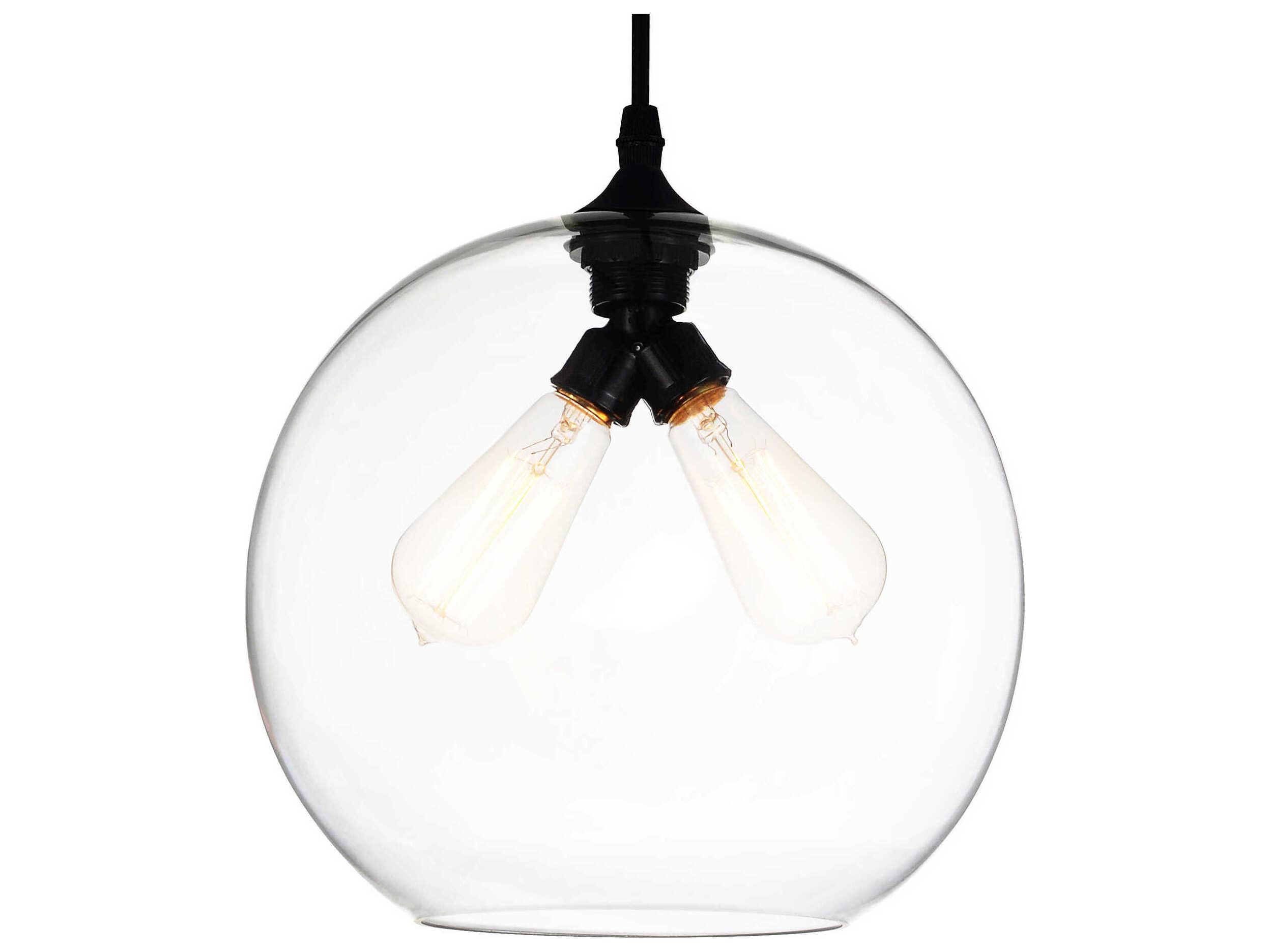 CWI Lighting Glass 2-Light Black Globe Mini Pendant