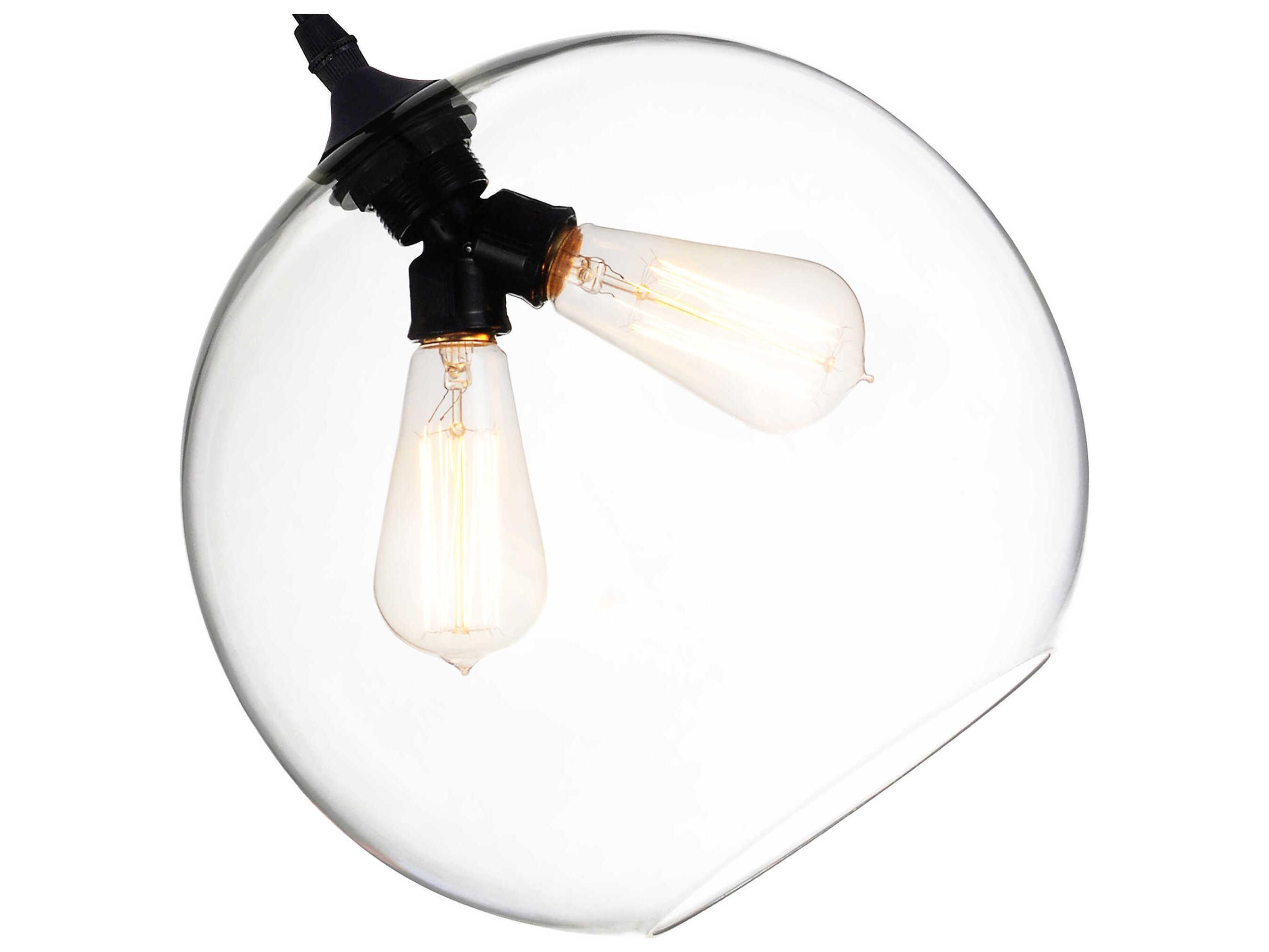 CWI Lighting Glass 2-Light Black Globe Mini Pendant