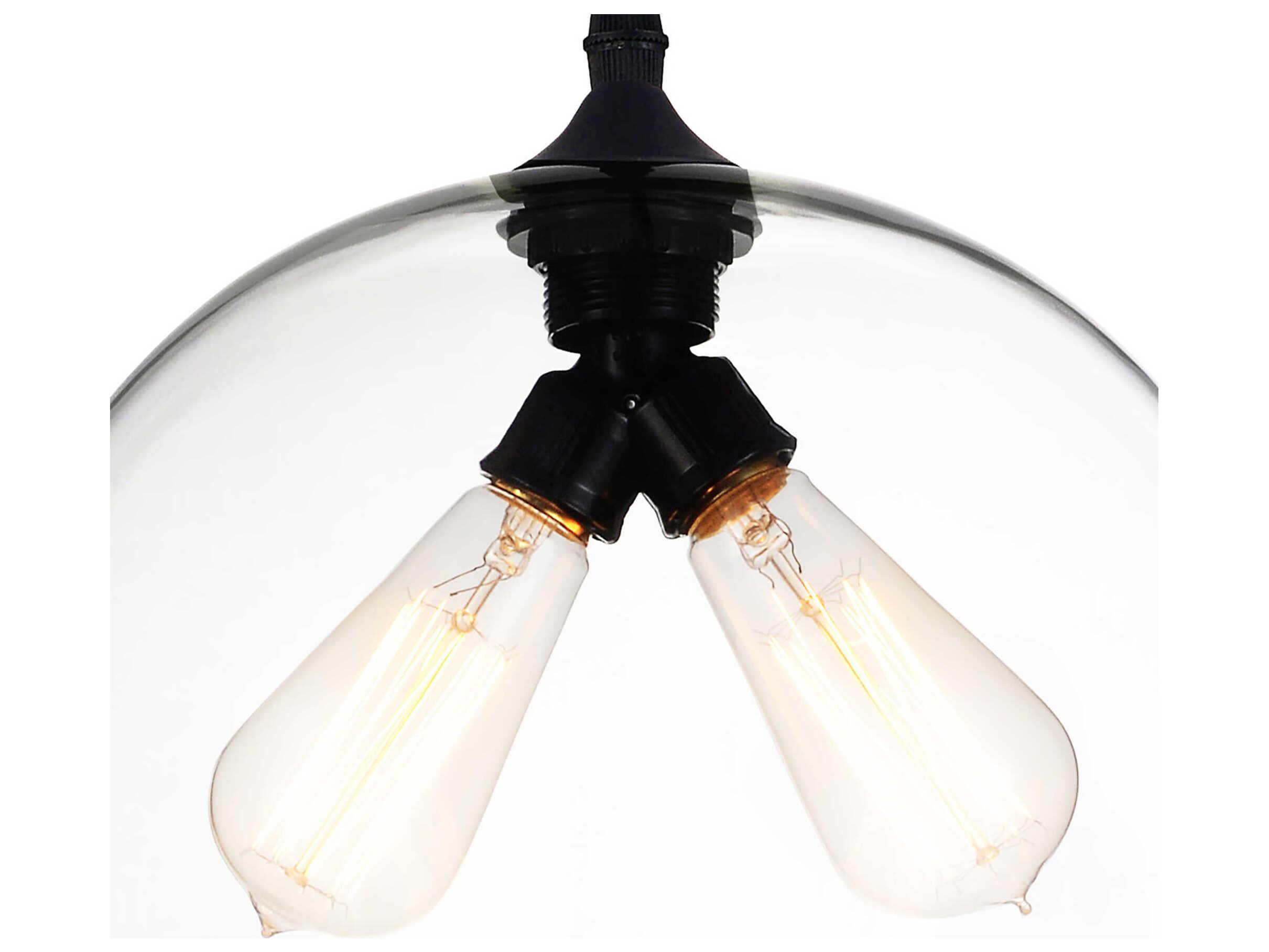 CWI Lighting Glass 2-Light Black Globe Mini Pendant