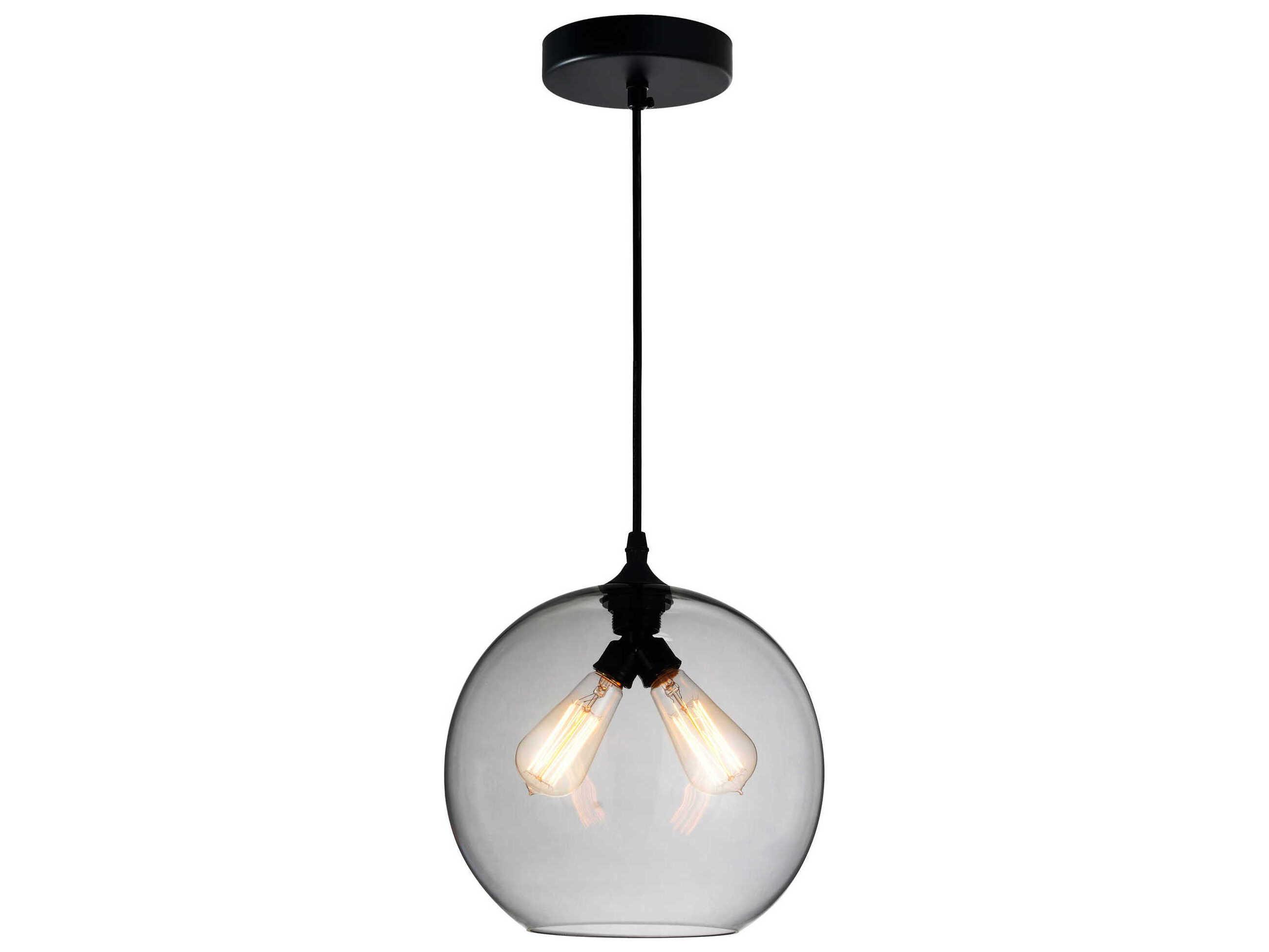 CWI Lighting Glass 2-Light Black Globe Mini Pendant