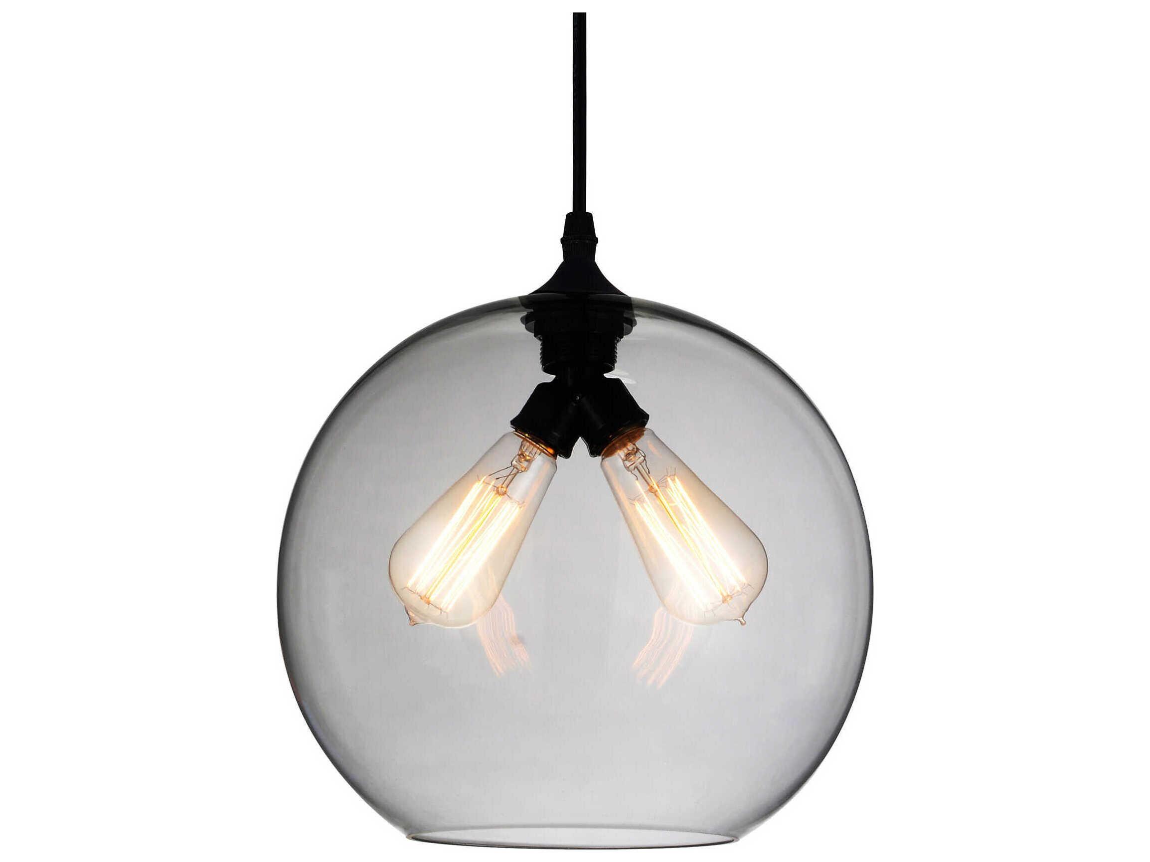 CWI Lighting Glass 2-Light Black Globe Mini Pendant
