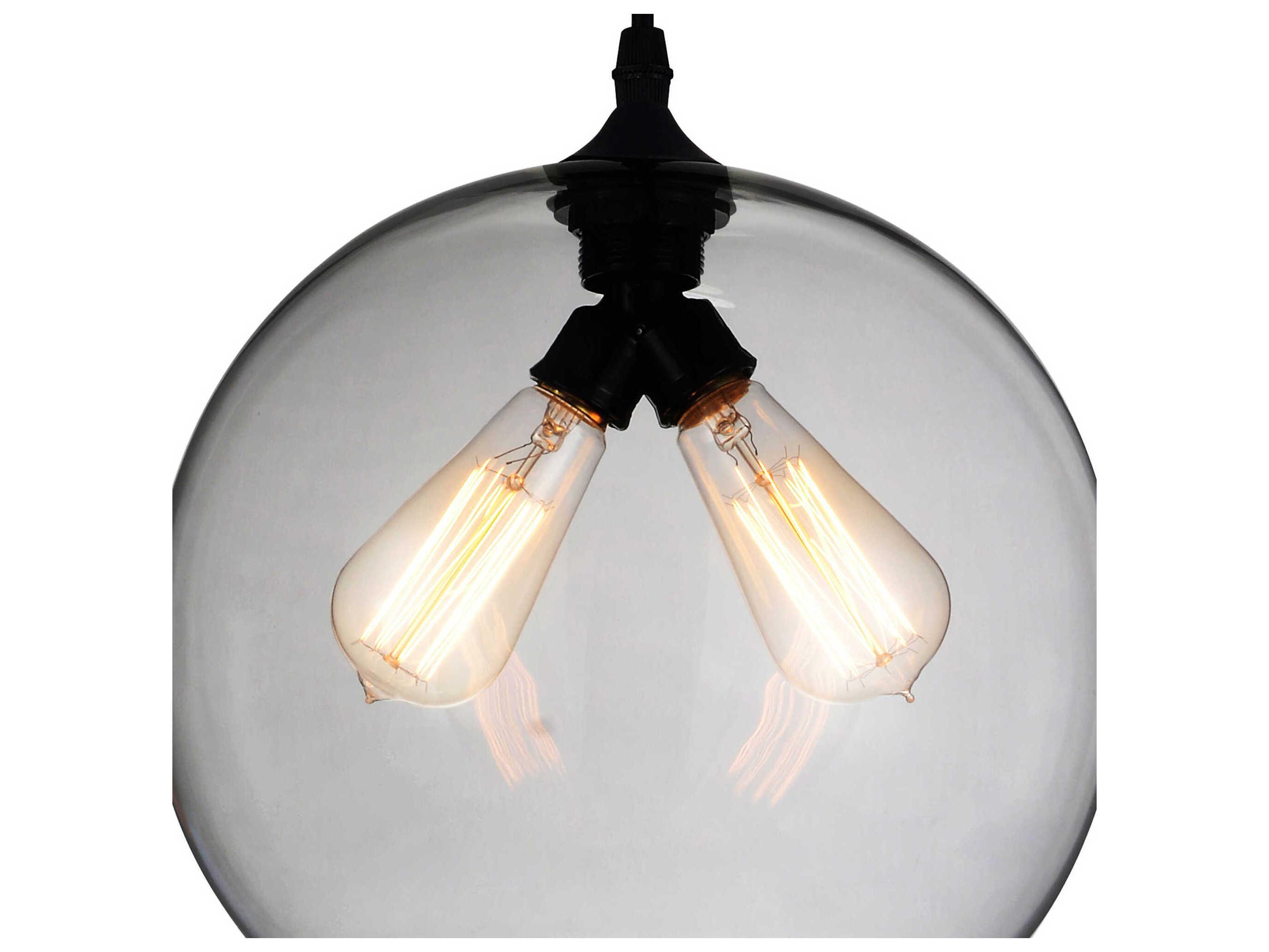 CWI Lighting Glass 2-Light Black Globe Mini Pendant
