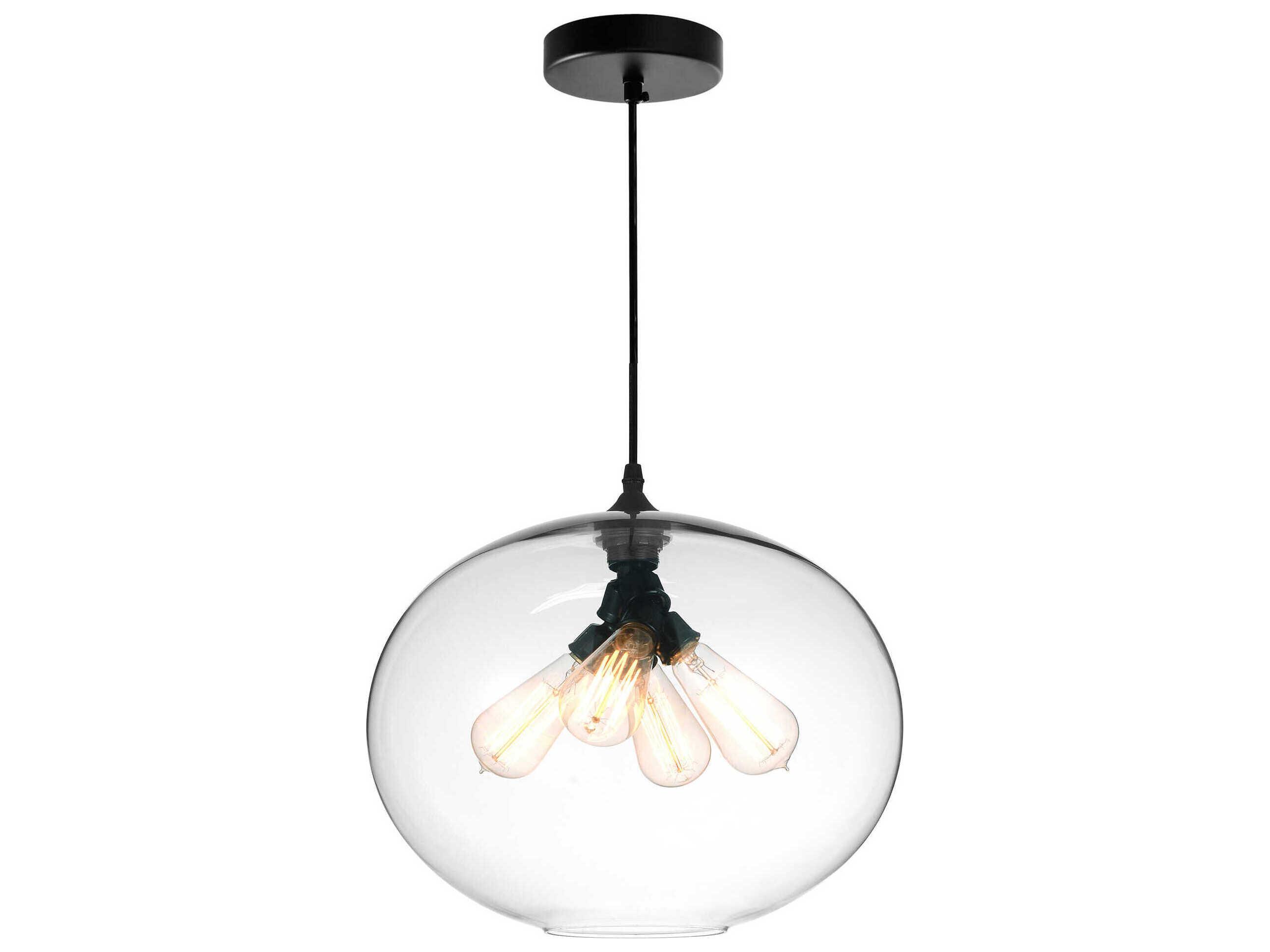 CWI Lighting Glass 4-Light Black Globe Pendant