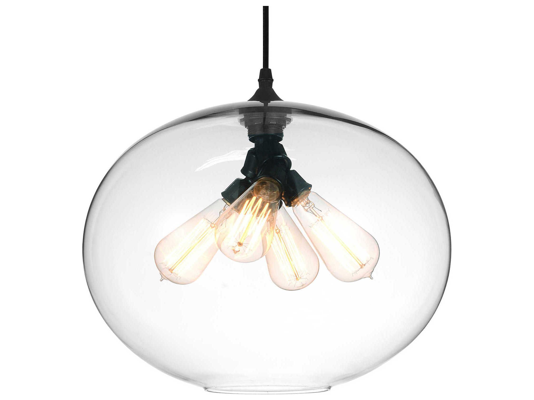 CWI Lighting Glass 4-Light Black Globe Pendant
