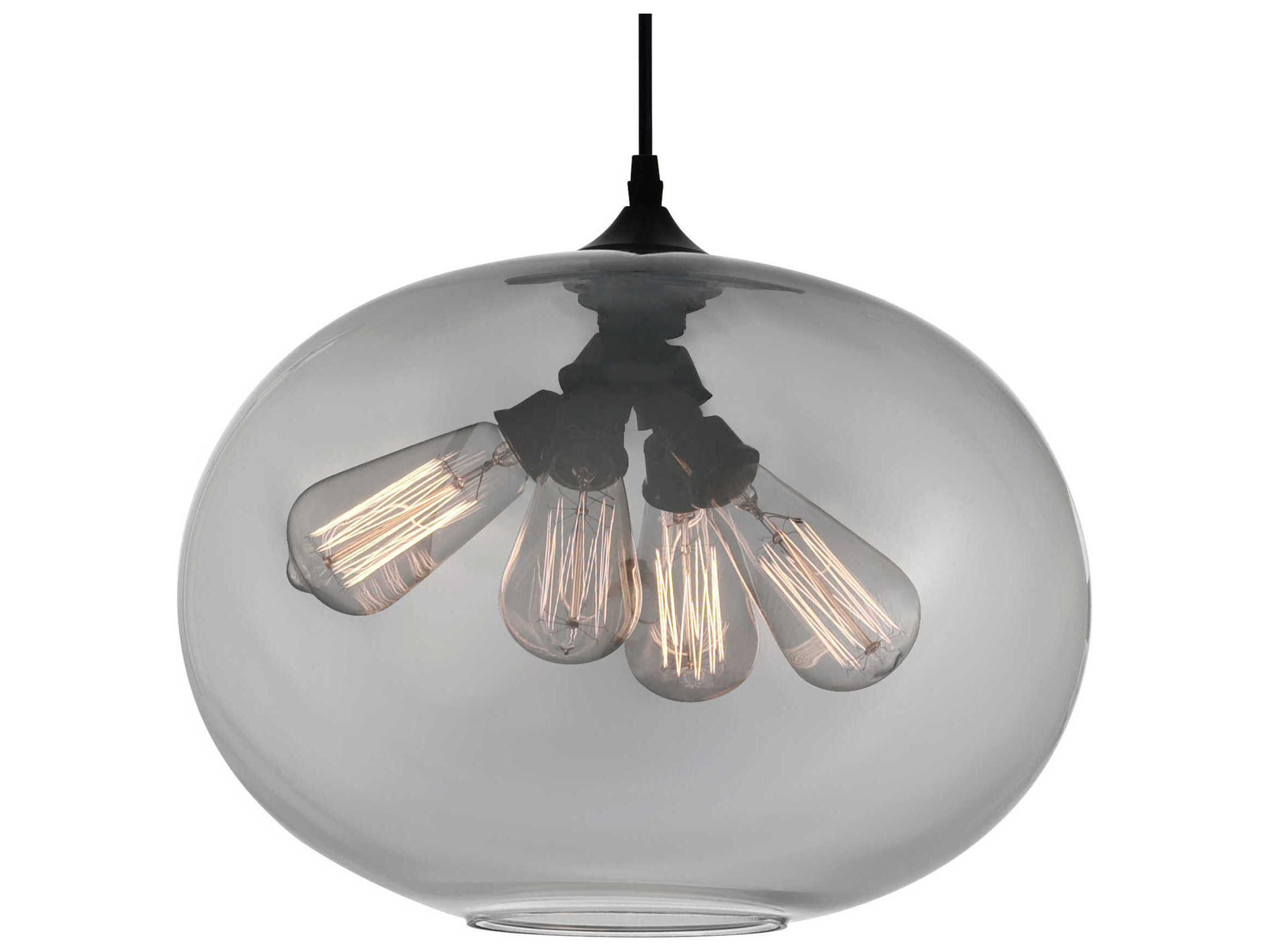 CWI Lighting Glass 4-Light Black Globe Pendant