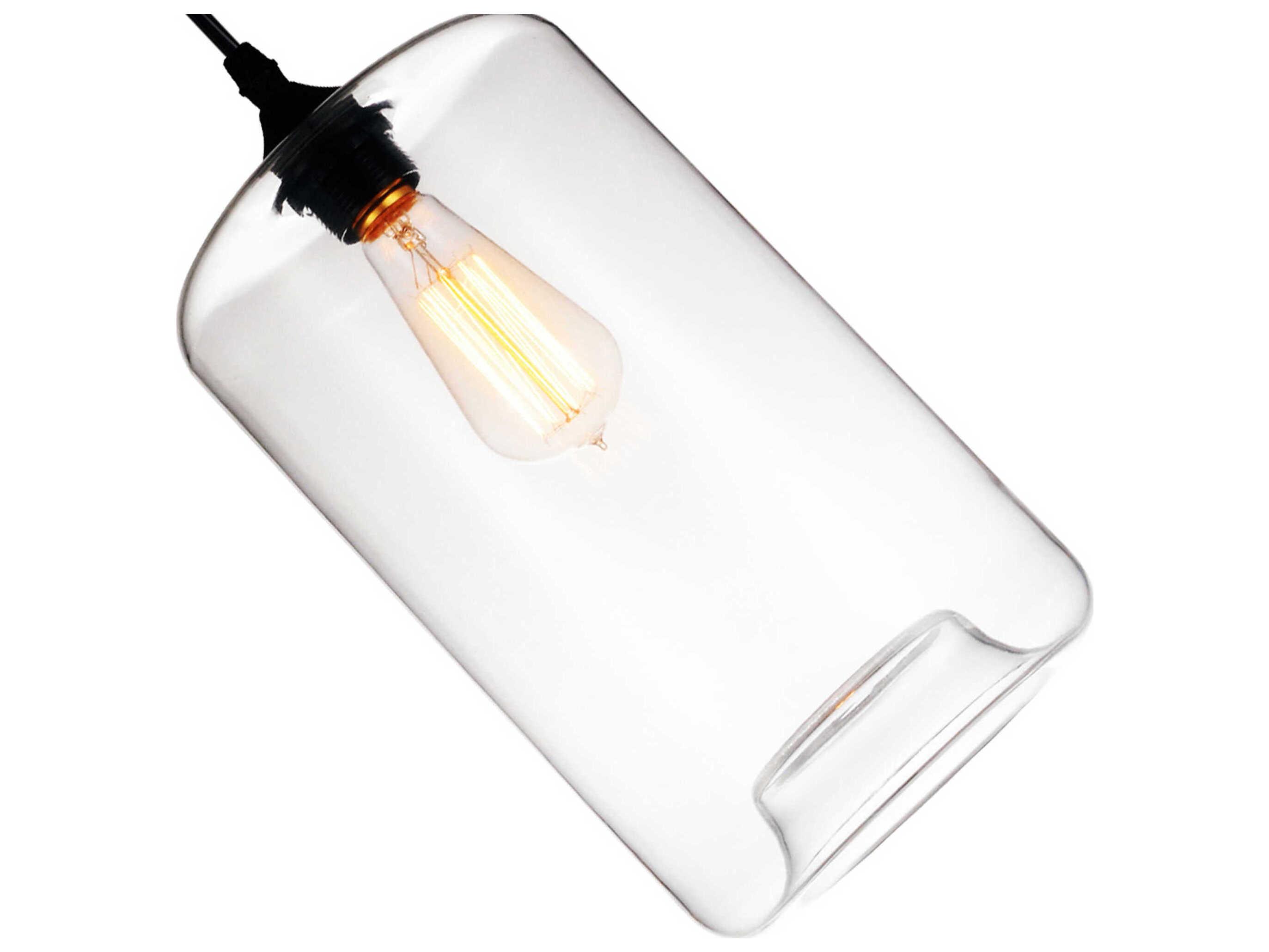 CWI Lighting Glass 1-Light Black Cylinder Mini Pendant