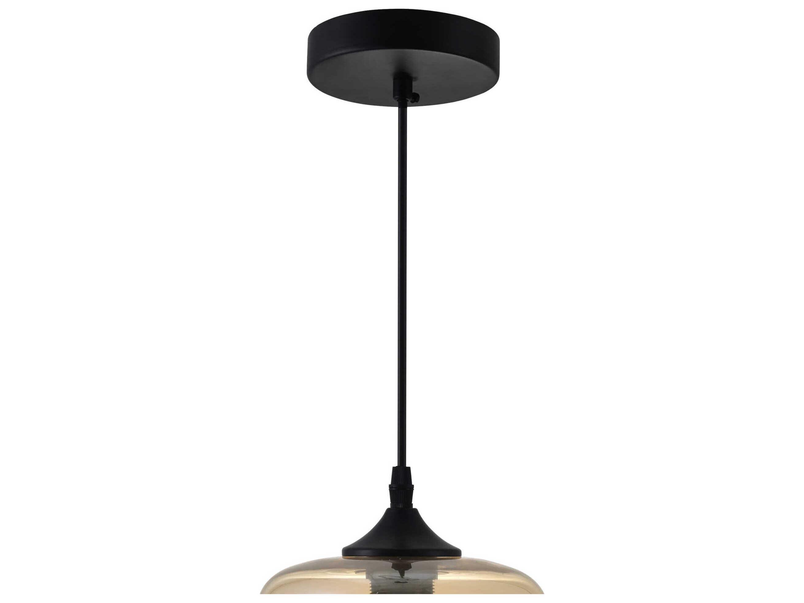 CWI Lighting Glass 1-Light Black Cylinder Mini Pendant