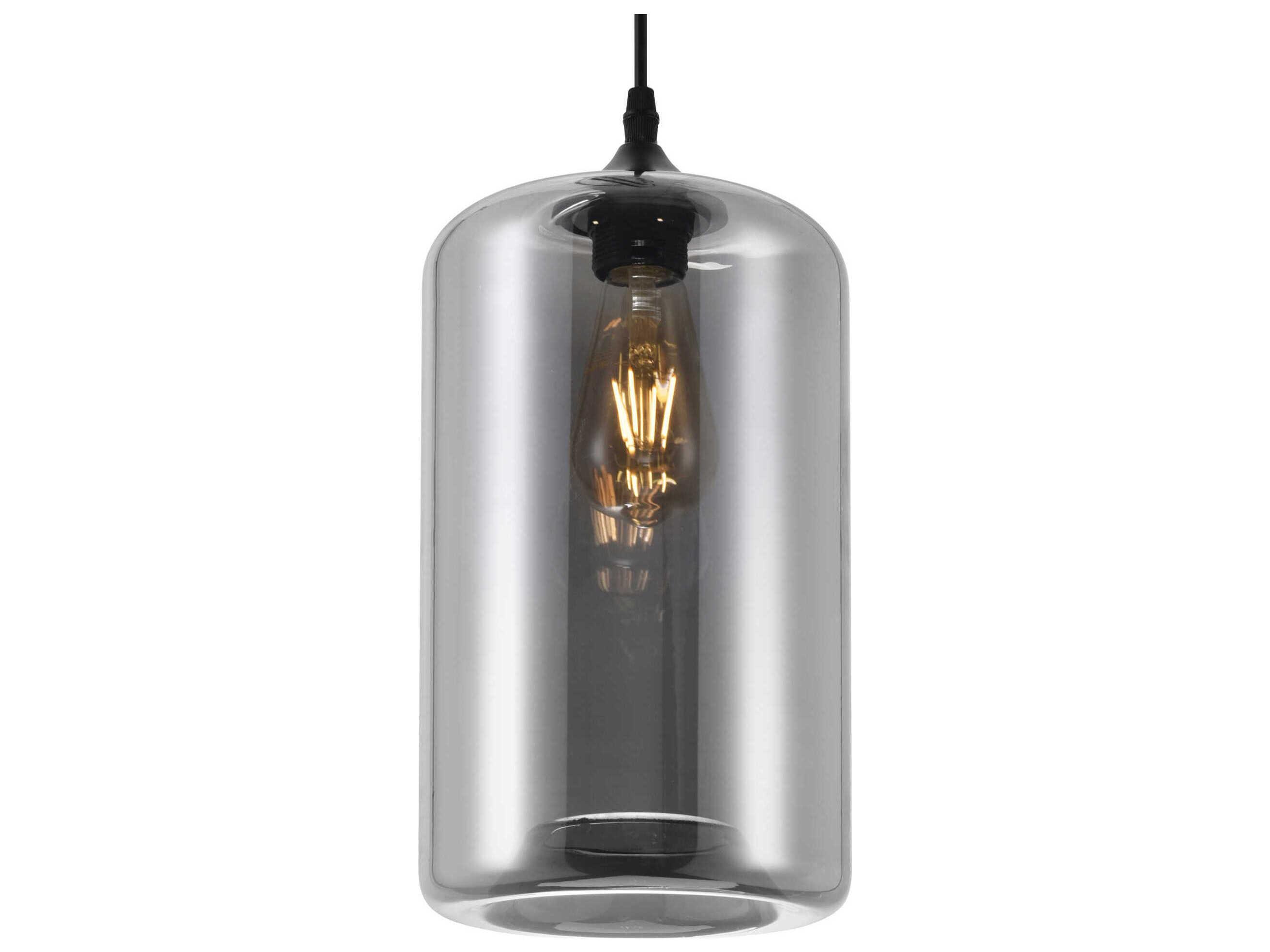 CWI Lighting Glass 1-Light Black Cylinder Mini Pendant