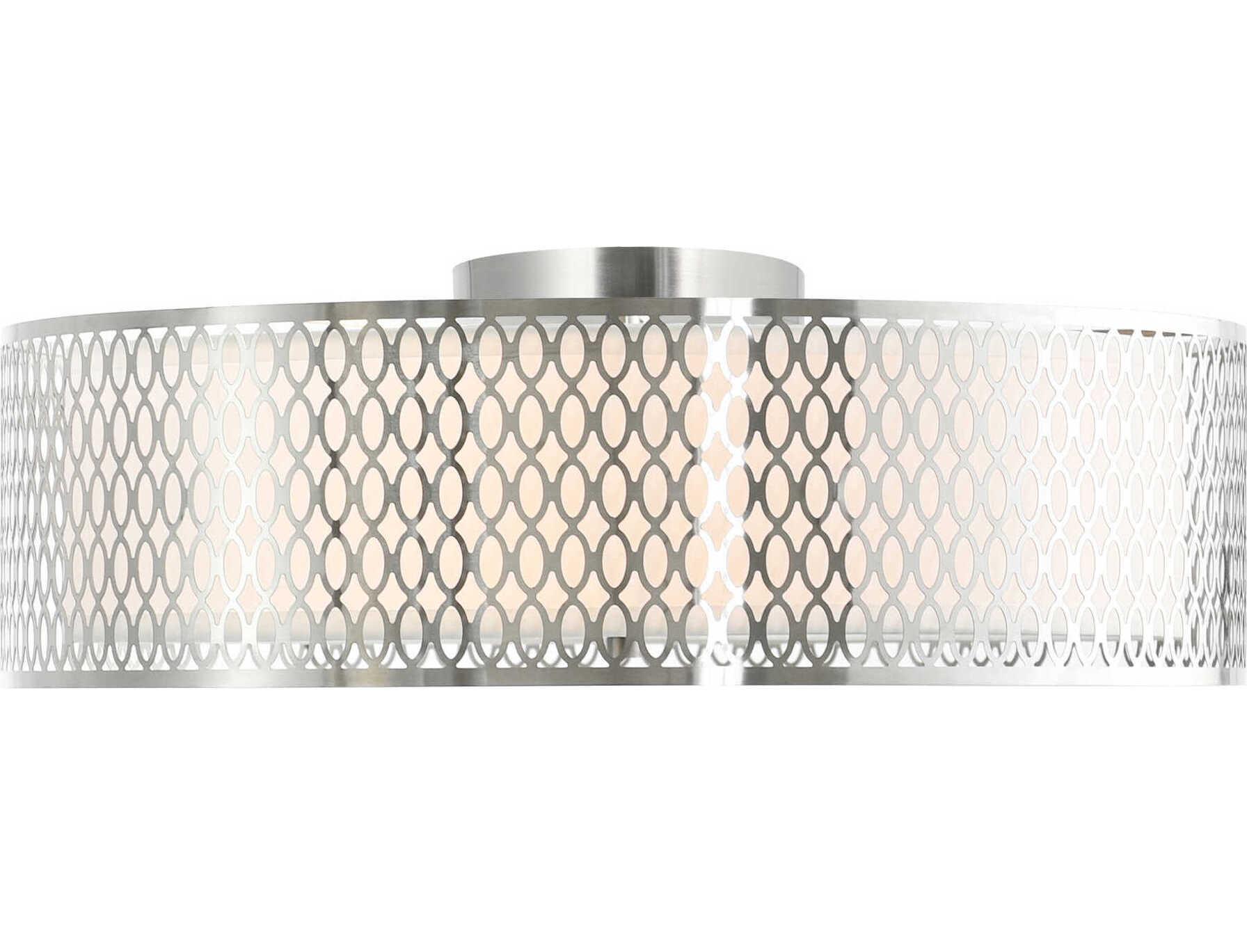 CWI Lighting Mikayla 5-Light Satin Nickel Drum Flush Mount