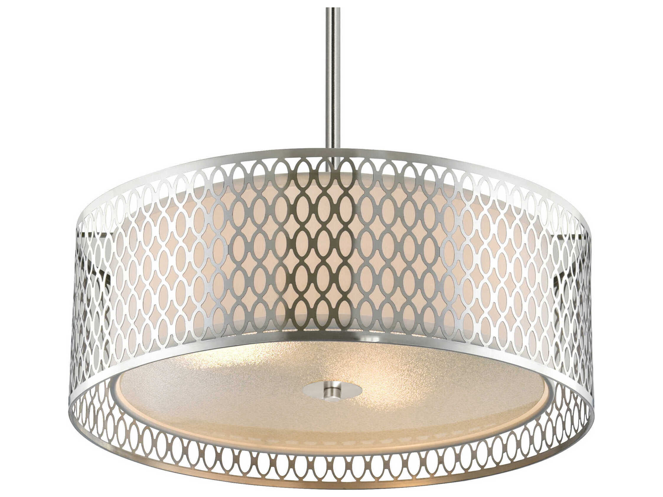CWI Lighting Mikayla 3-Light Satin Nickel Drum Pendant